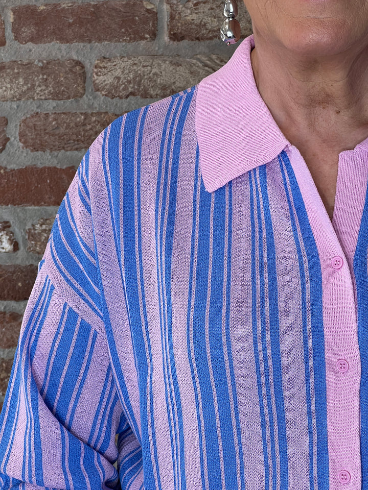 Culture Striped Cardigan In Pink & Blue