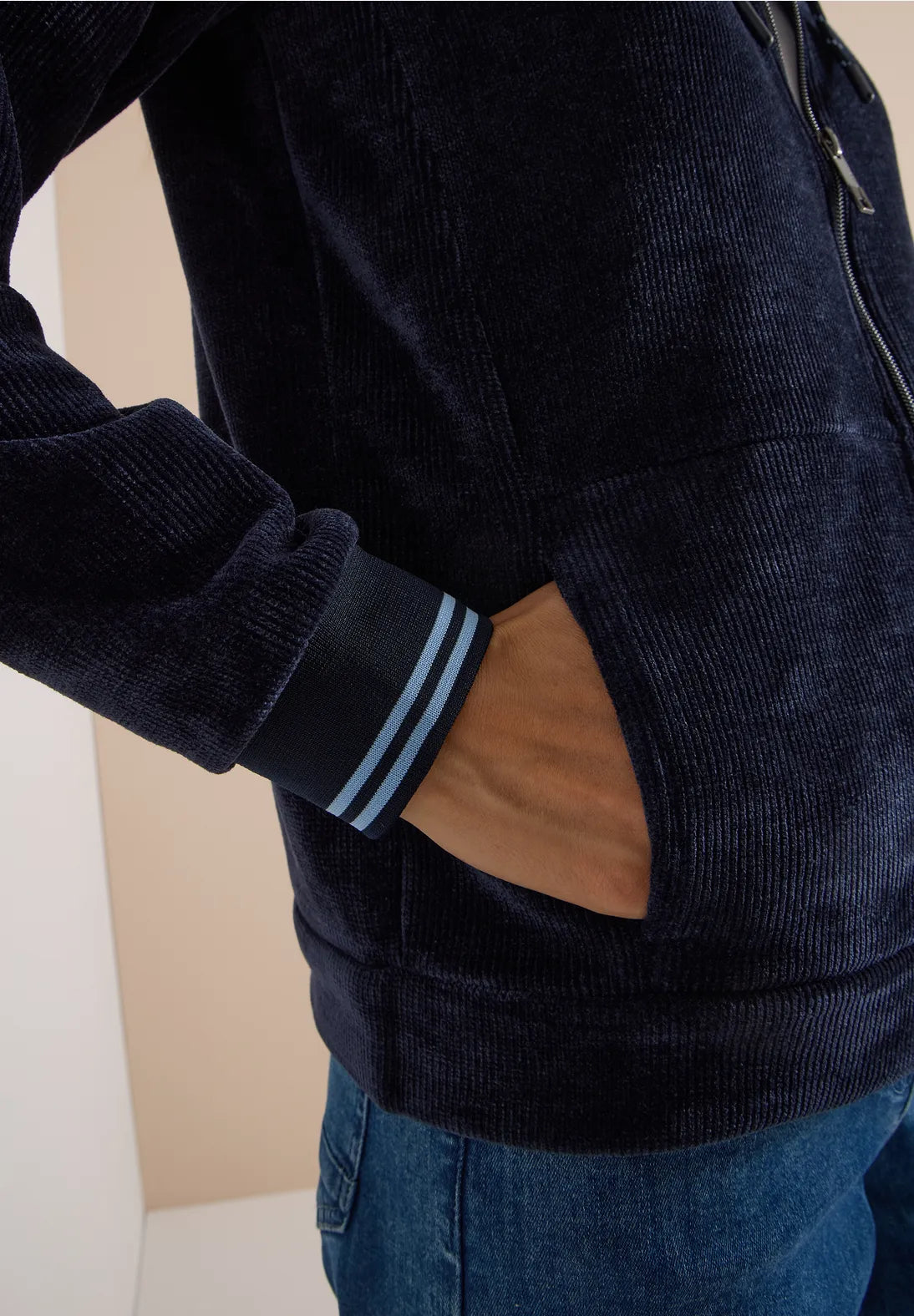 Soft cord jacket in urban dark navy