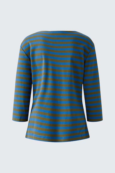 Oui Sunala Top In Khaki & Blue