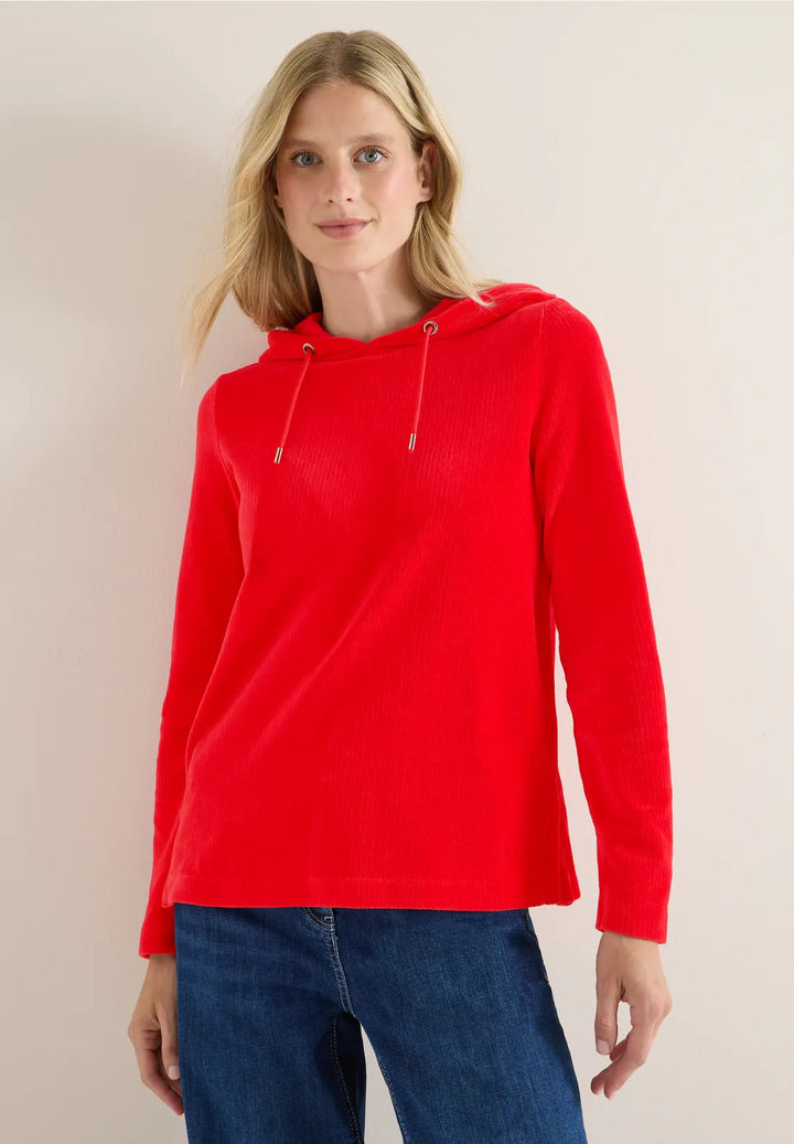 Cecil Cord Hoodie In Fiery Red