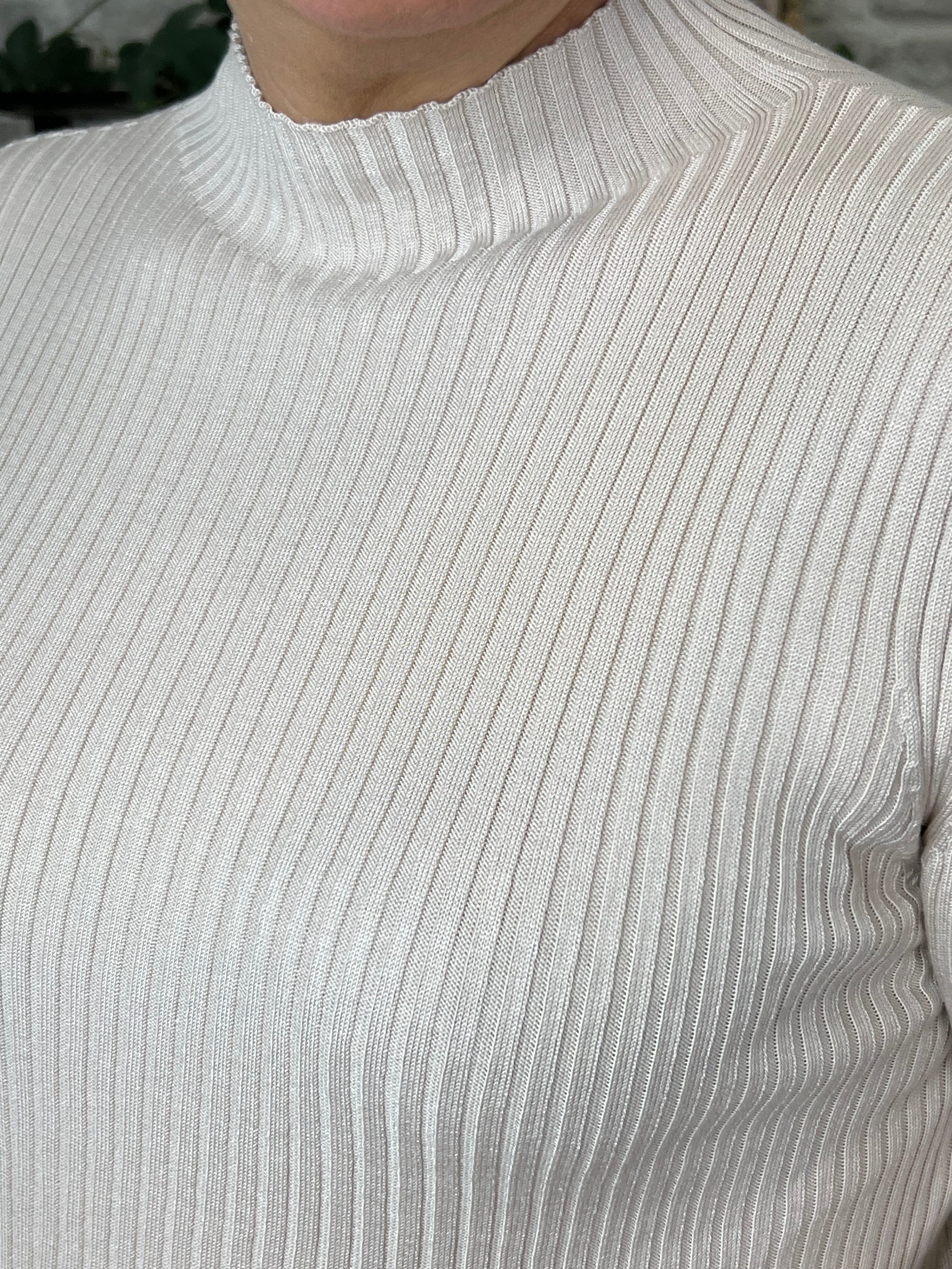 More & More Turtleneck Ribbed Pullover In Almond Melange