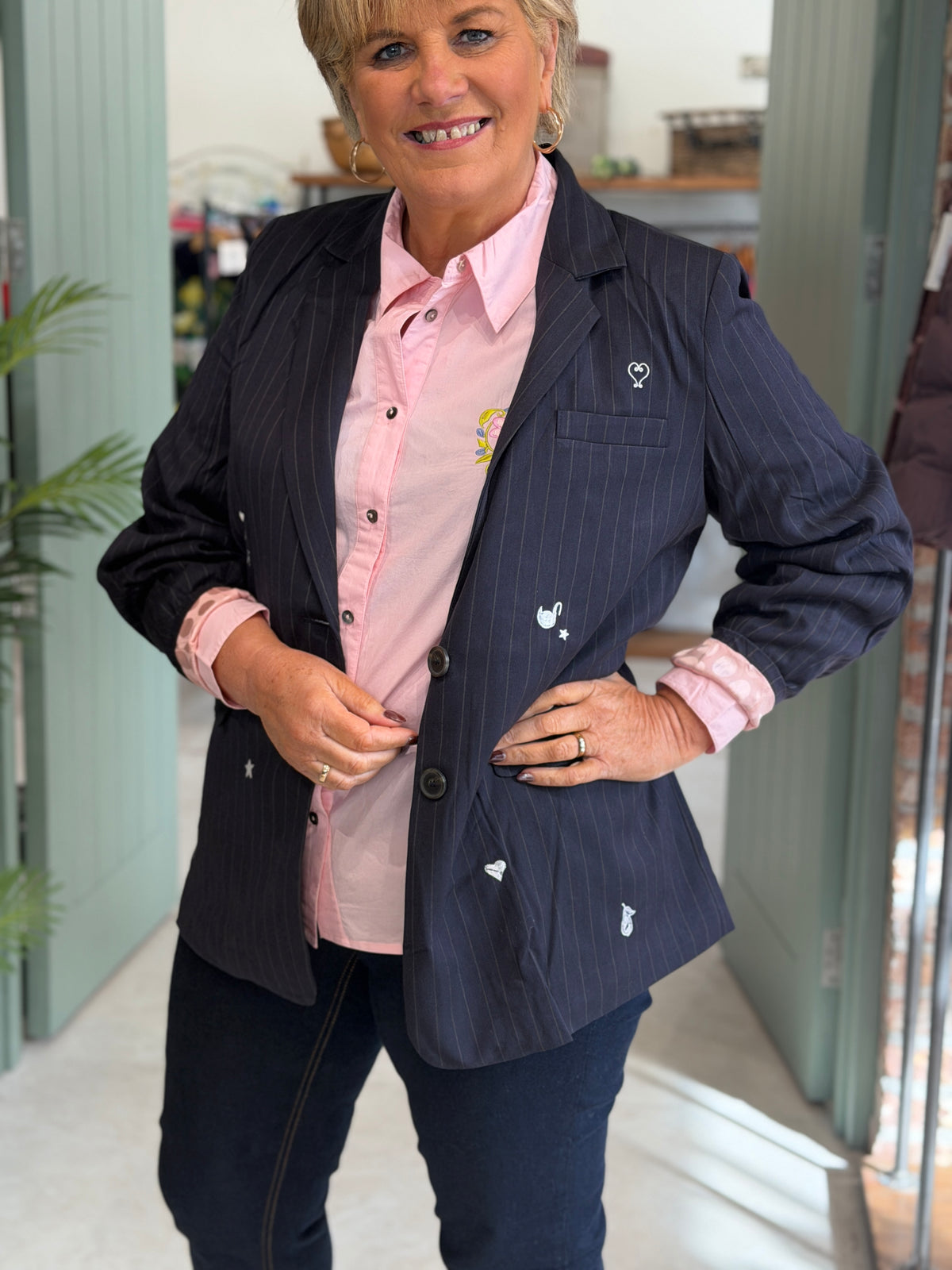 Nulouise oversized embroidery blazer in salute