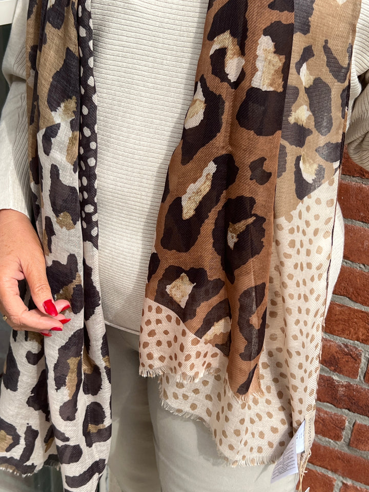 Soya Concept Shada Scarf In Brown & Cream