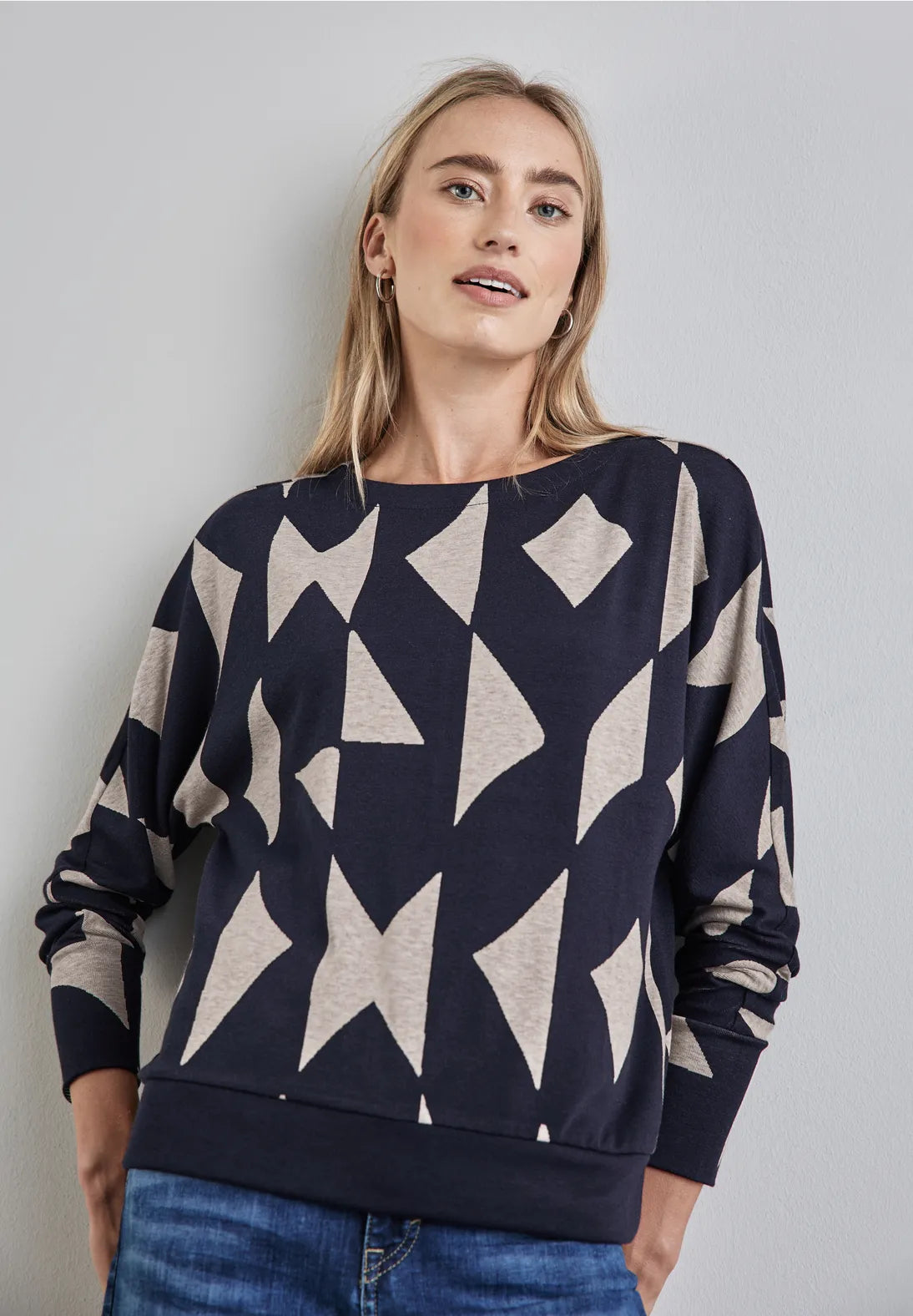 Street One Jacquard Top In Navy Multi