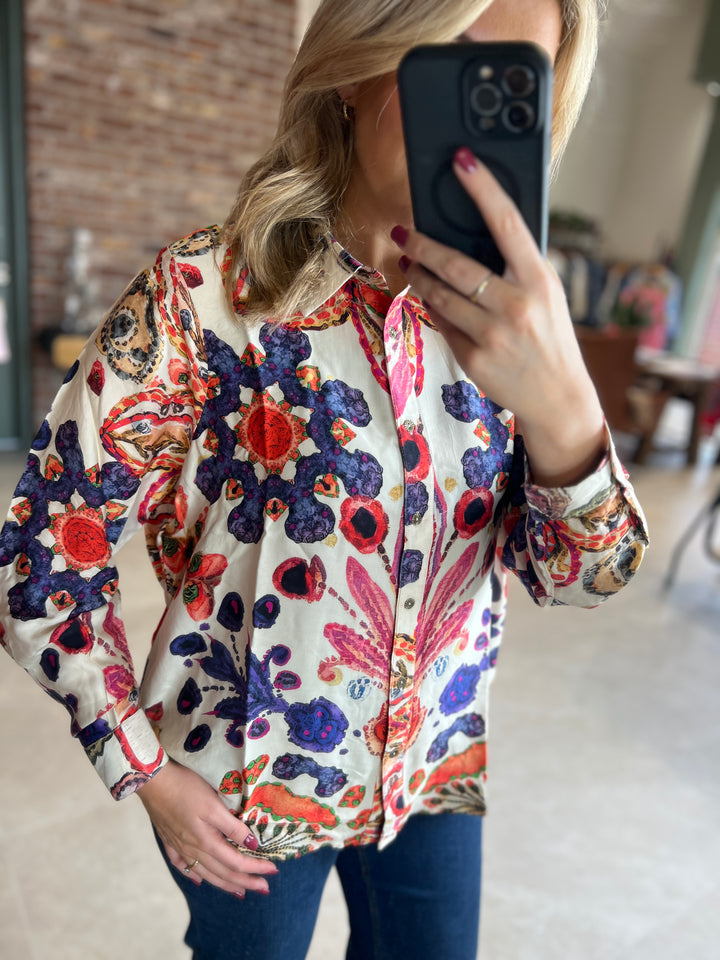 Culture Floral Shirt In Blue & Pink