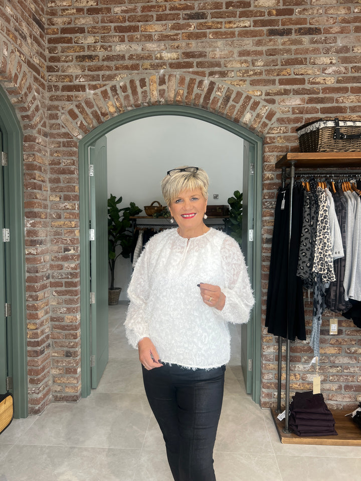 Saint Tropez Raised patterned blouse in Cream