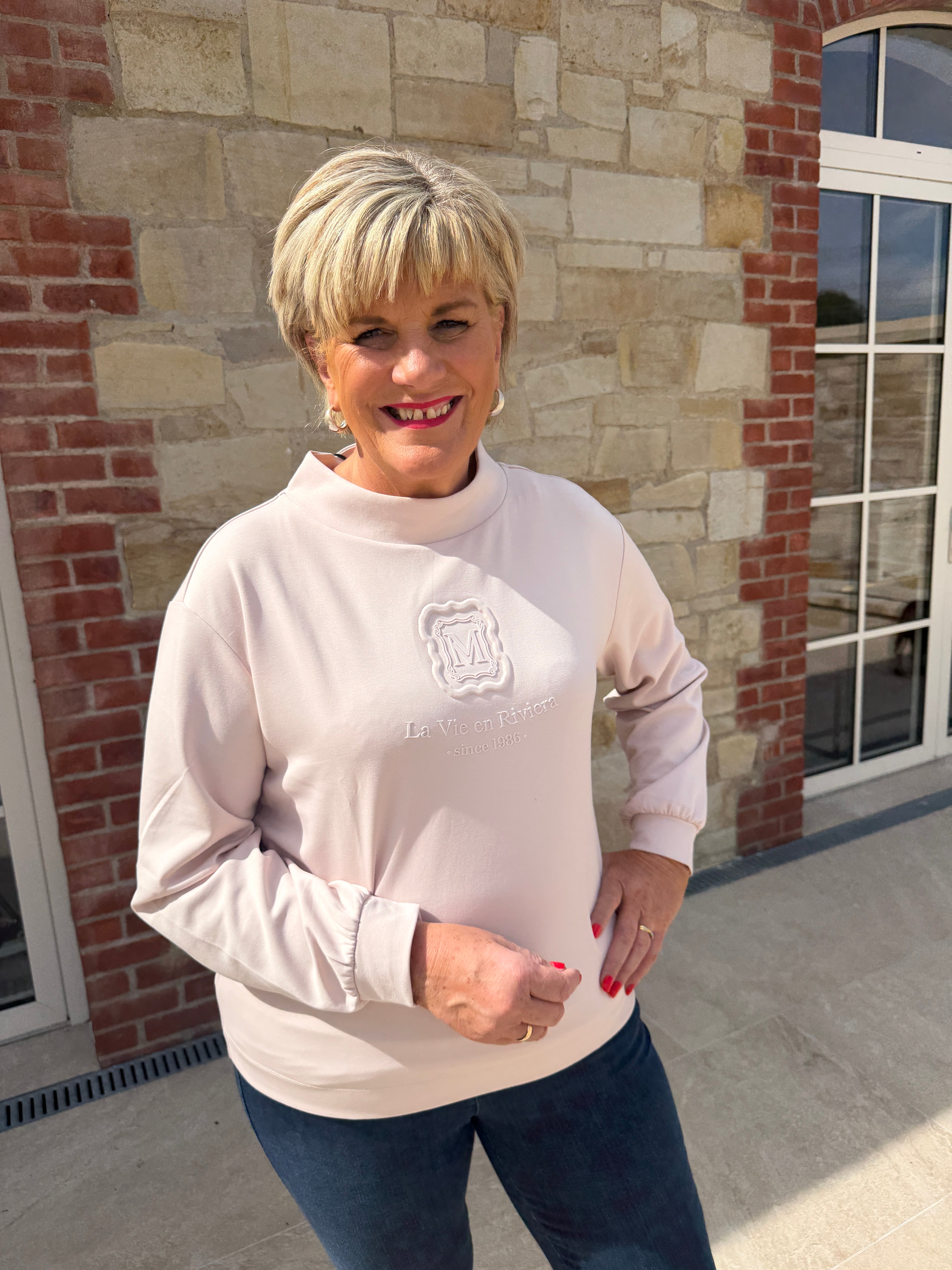 Monari Funnel Sweatshirt In Rosewater