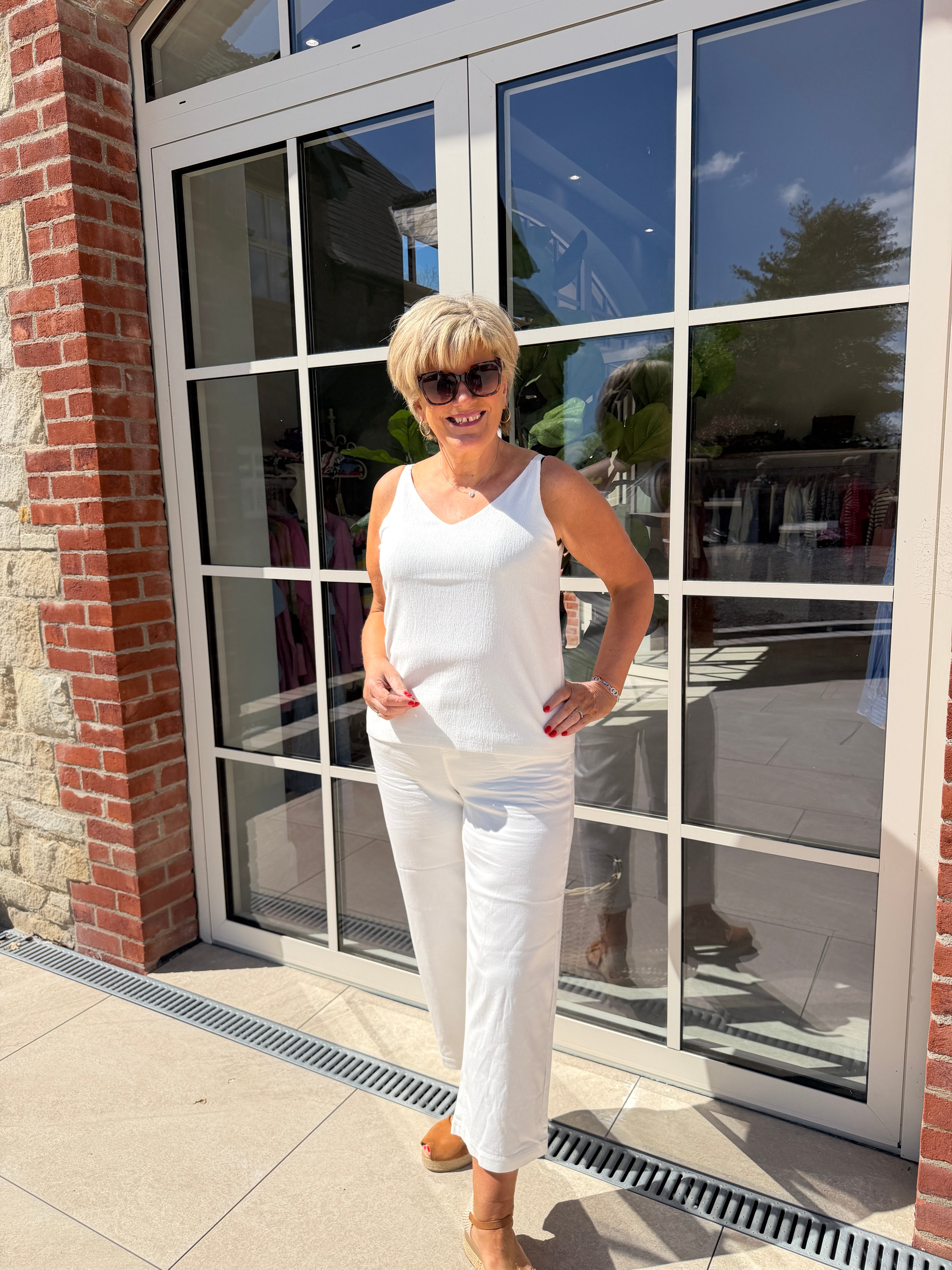 Street One V-neck Top In Off White