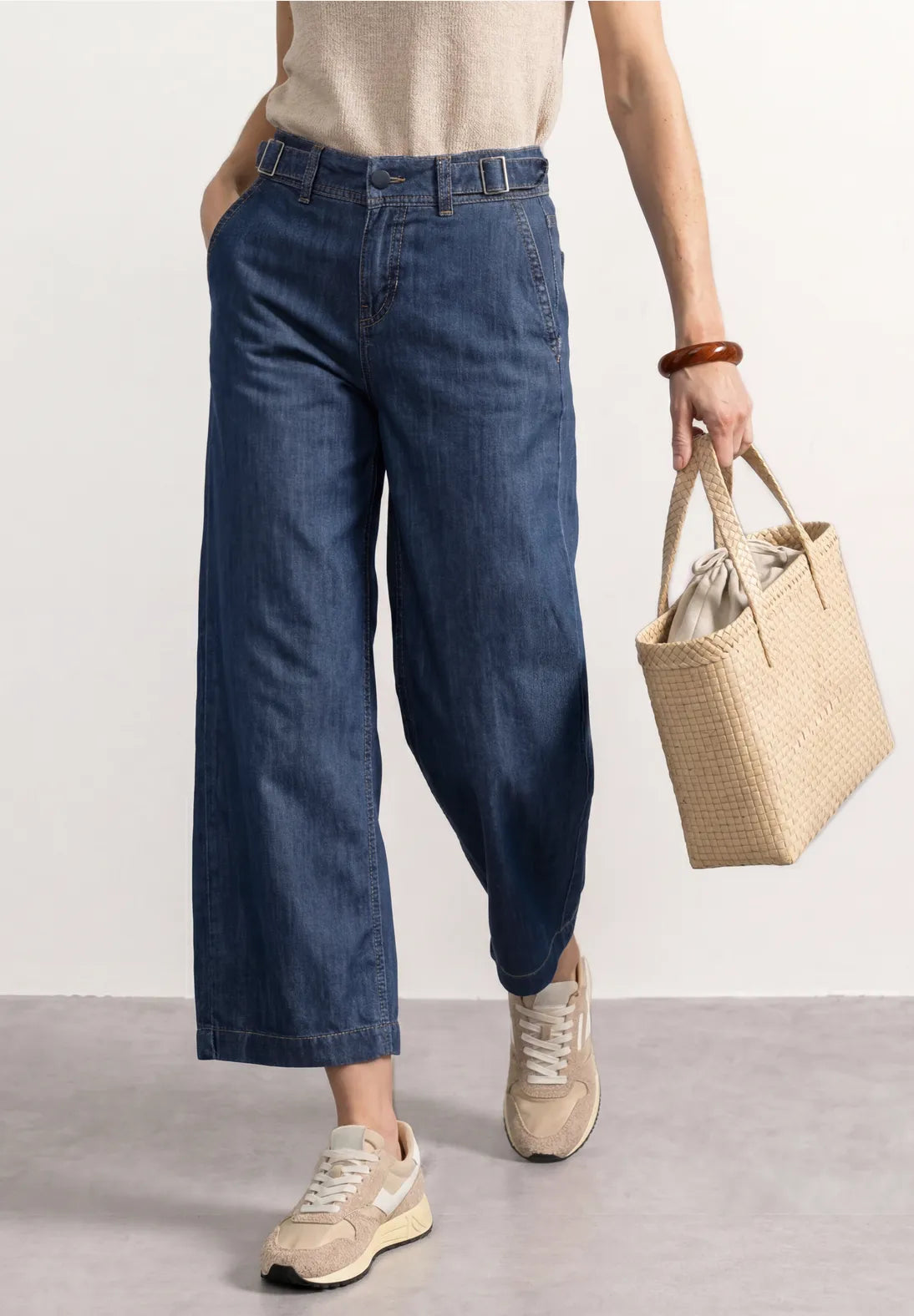 Street One Wide leg jeans in dark blue washed