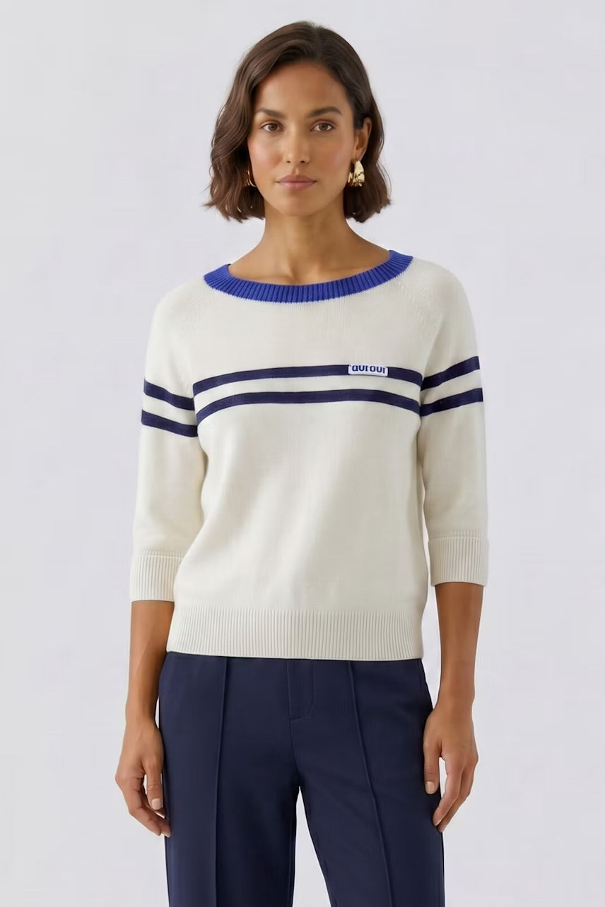 Oui Pullover Jumper In white blue