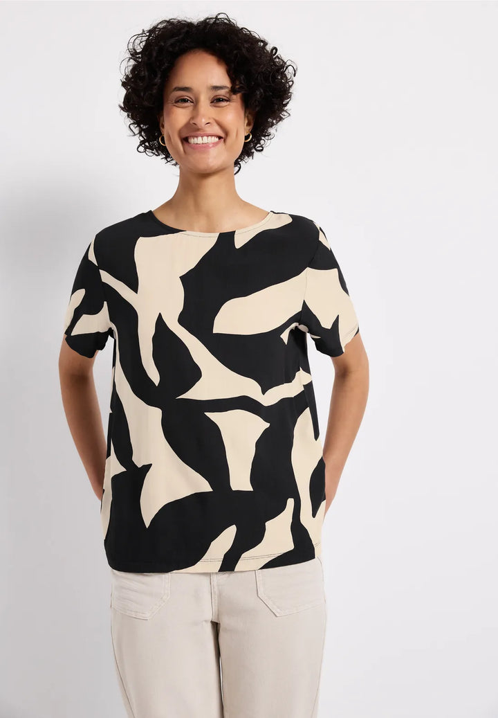 Street One Printed Top In Whole Grain Grey