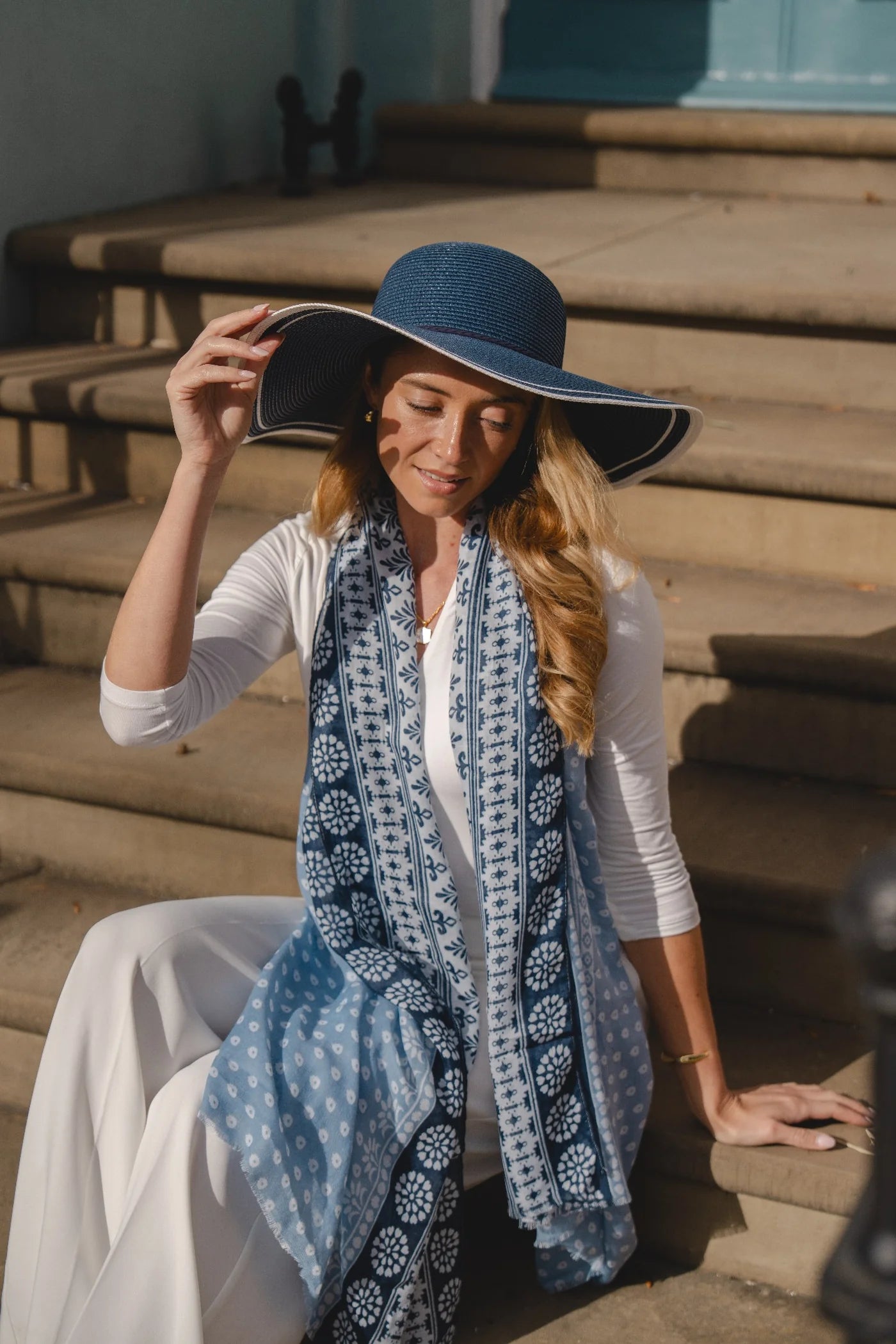 Pipa Patterned Scarf In Denim Multi