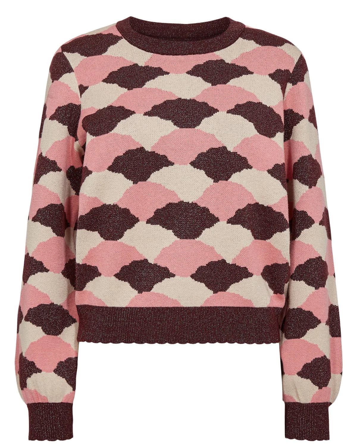 Nümph Nulila Patterned Pullover In Pink Lemonade