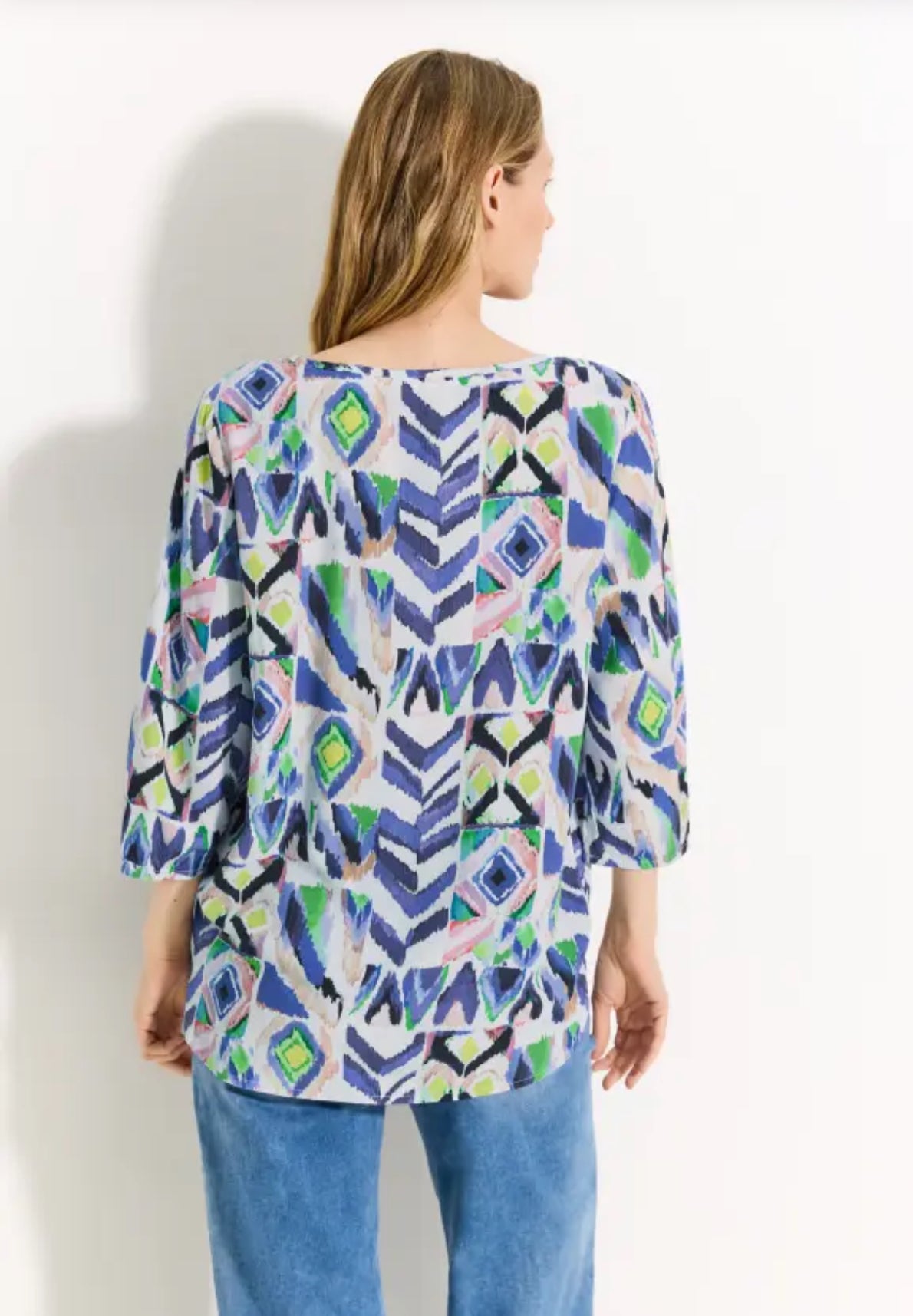 Cecil Multicoloured Print Blouse In Vanilla White