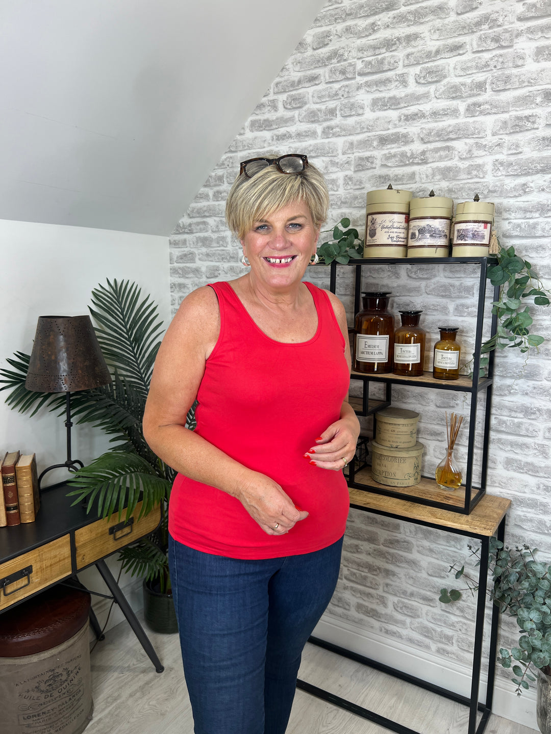 Cecil Linda Vest Top In Glazed Apple Red