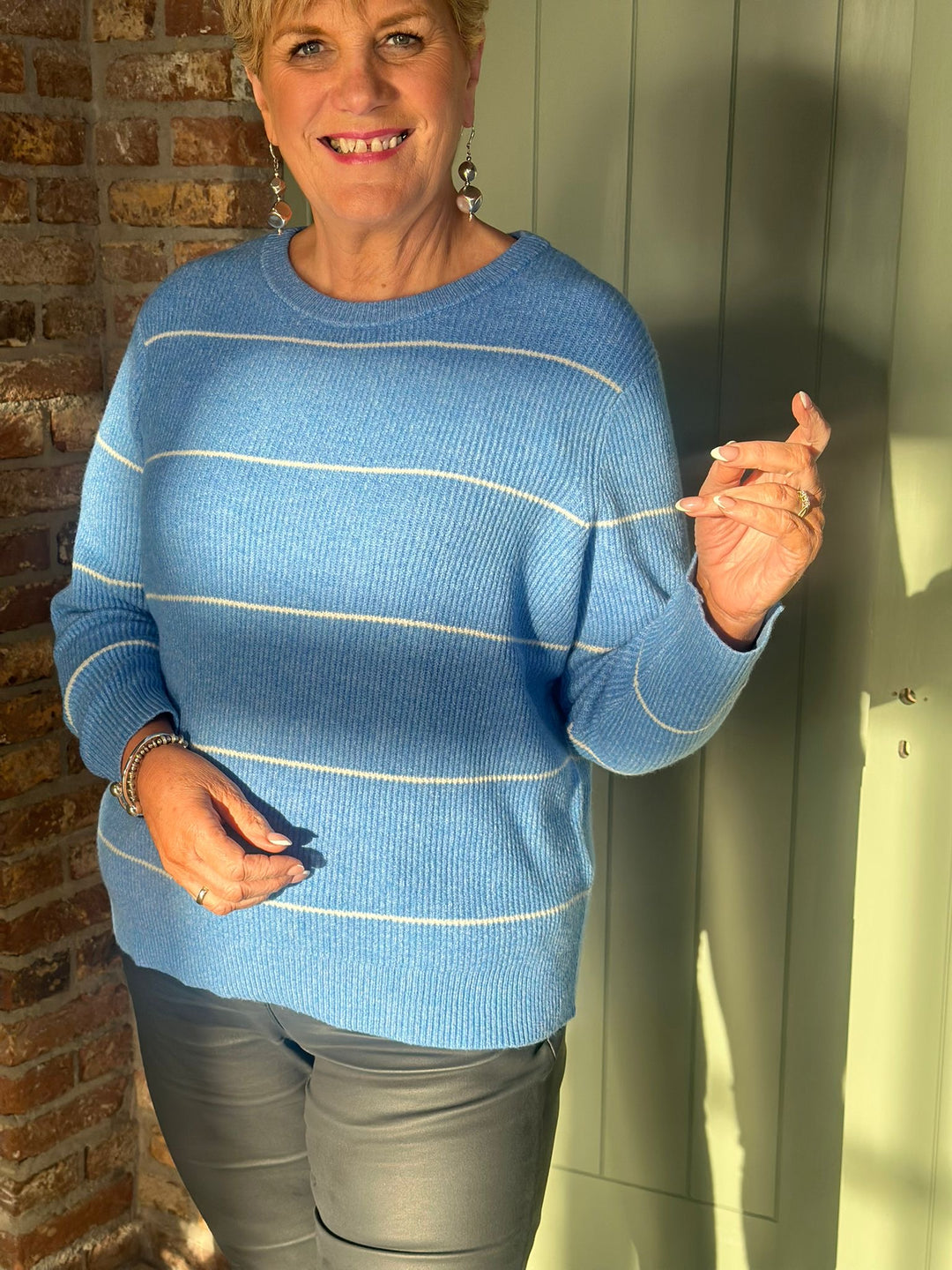 Cecil Striped Knit In Fountain Blue