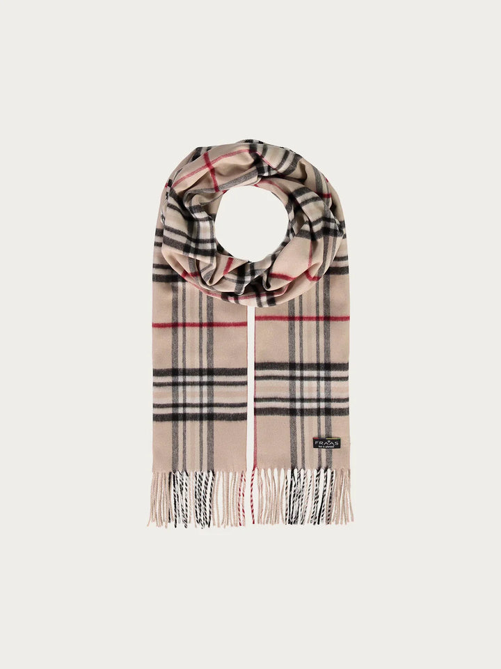 Cashmink Plaid Patterned Scarf In Beige
