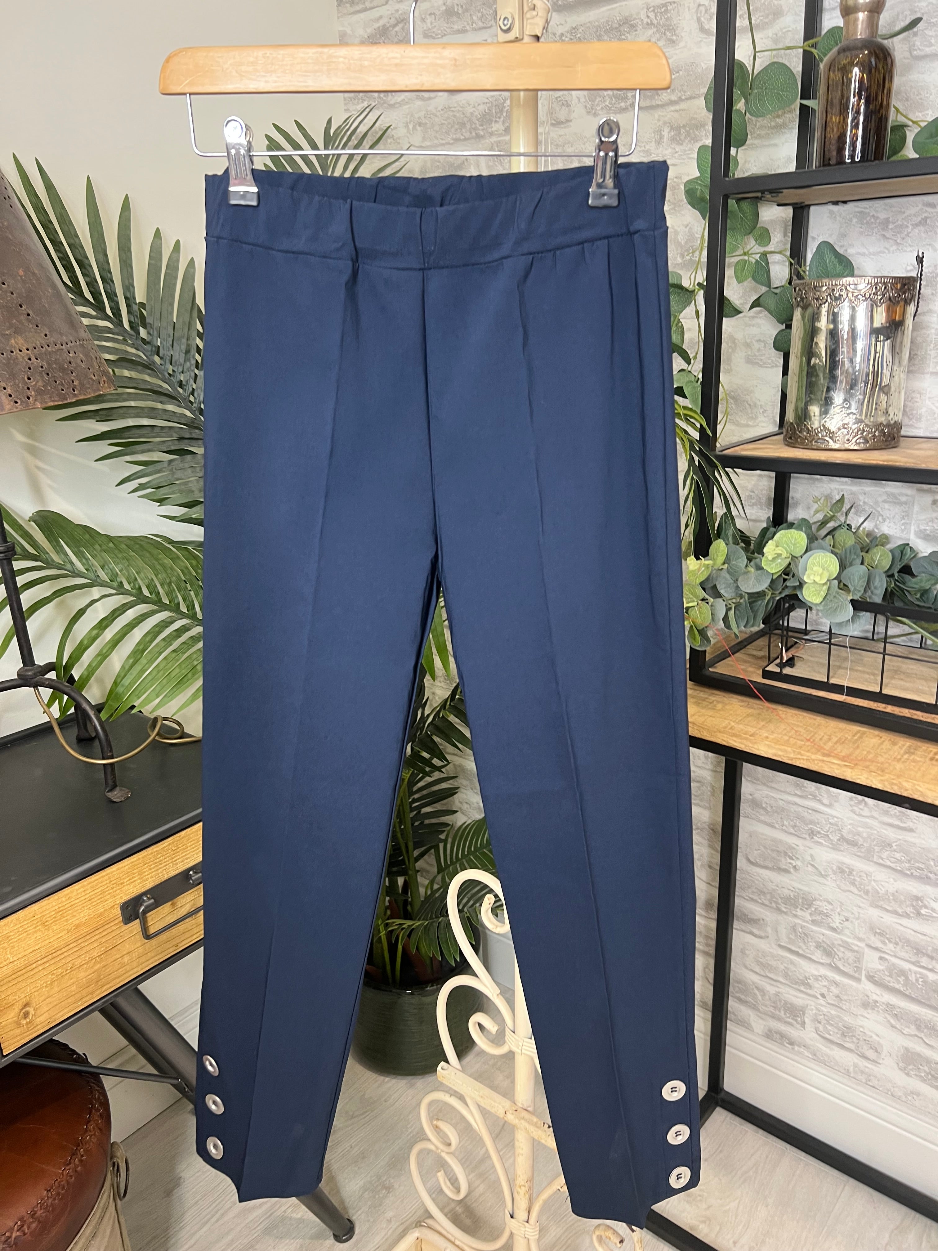 Deck By Decollage Buttoned Trousers In Navy