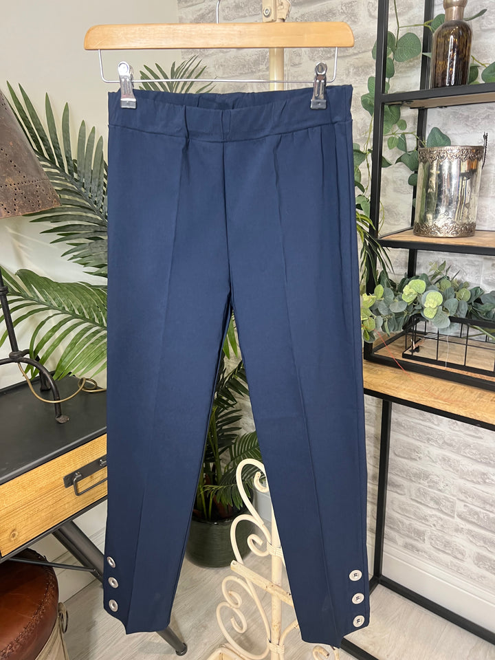 Deck By Decollage Buttoned Trousers In Navy
