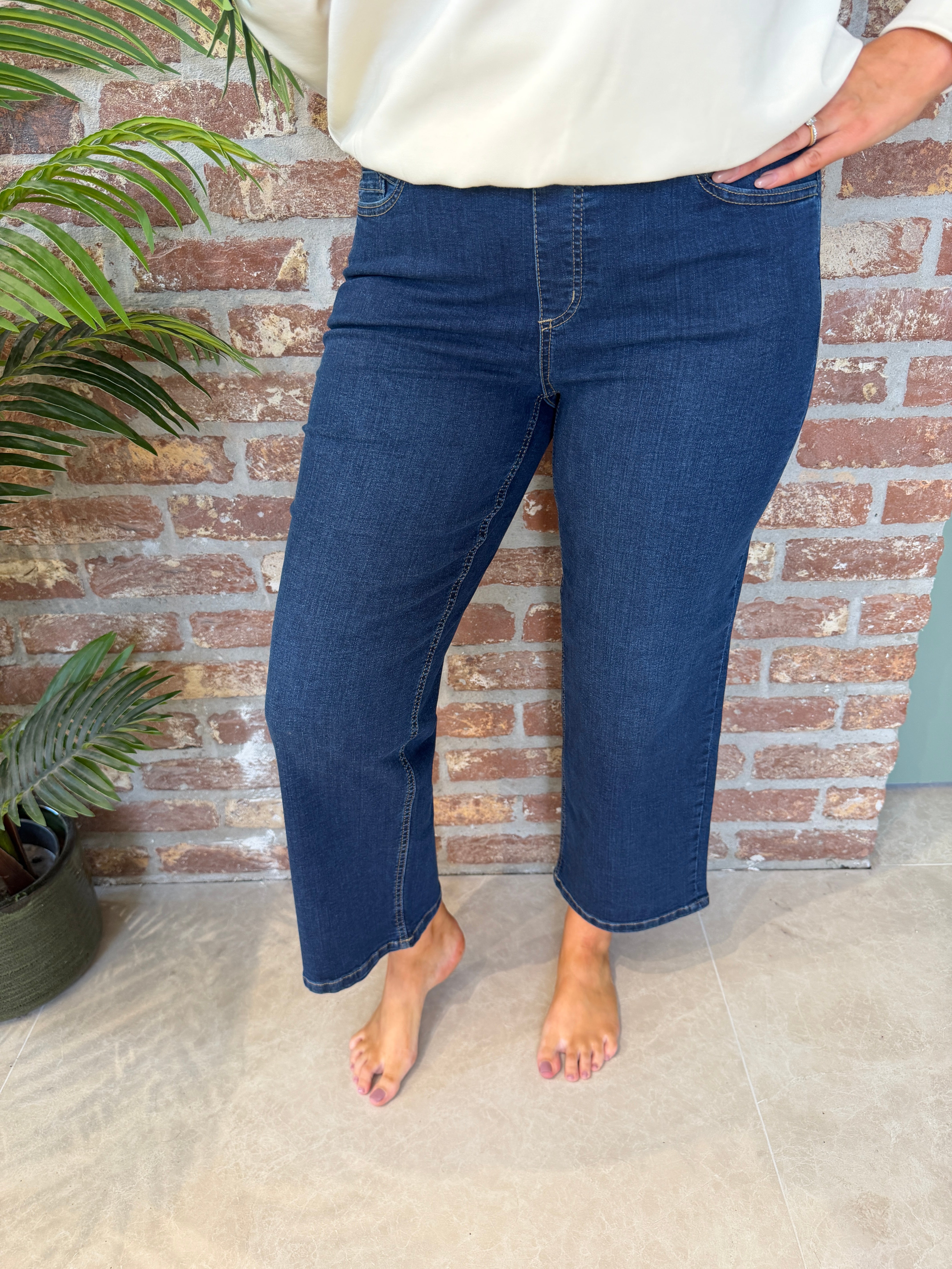 Stehmann Melli Culotte Jeans In Fjord Navy