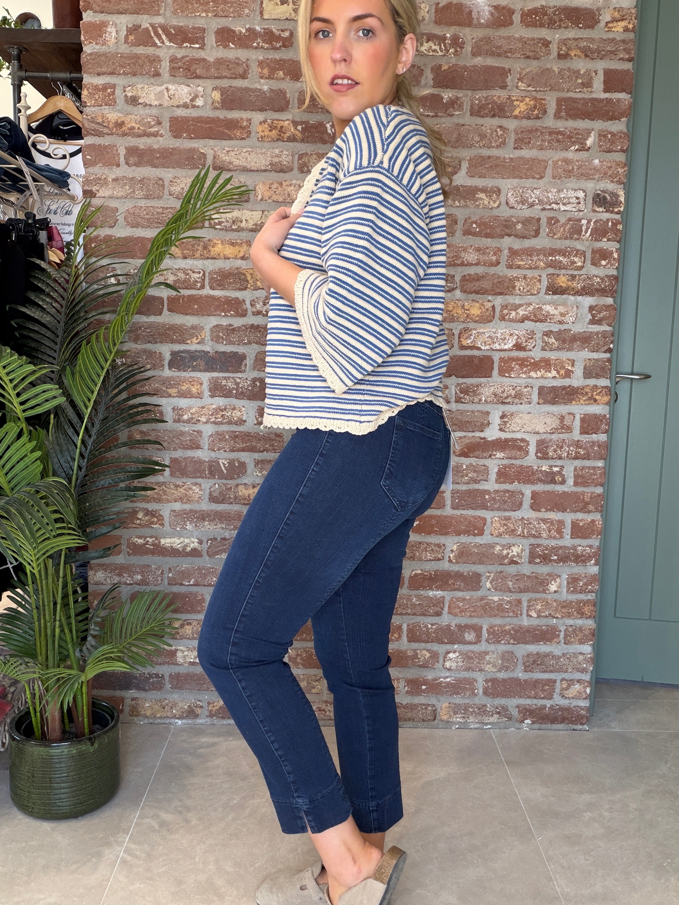 Stehmann Igor Pull on 6/8 Jeans In Fjord Navy
