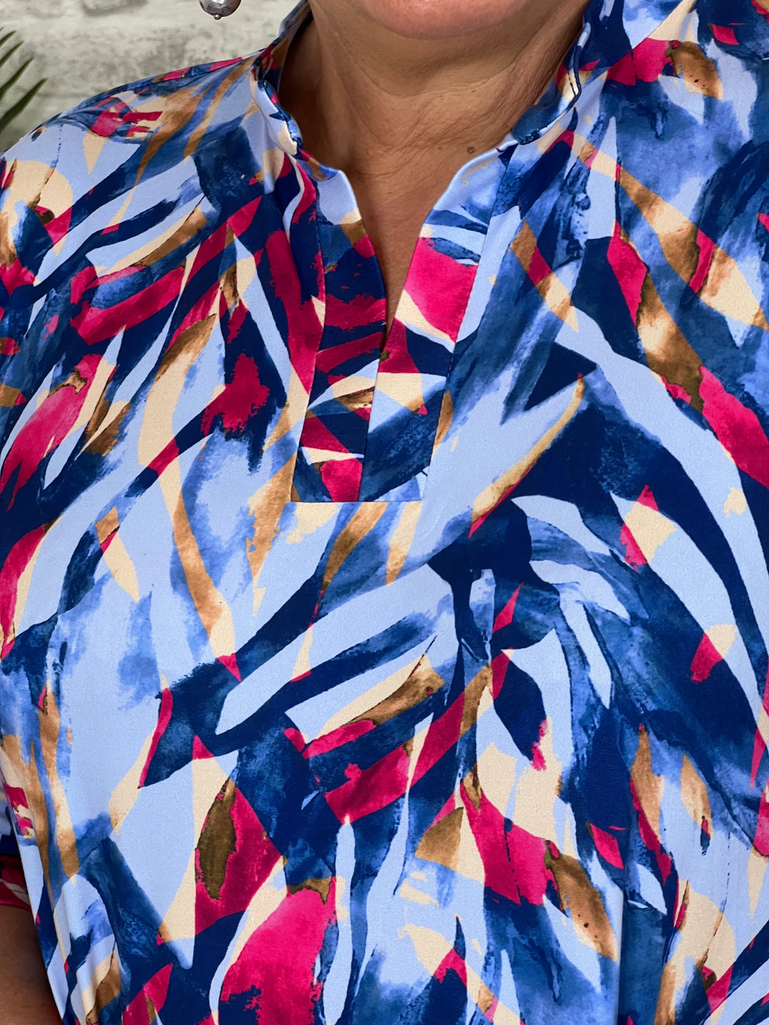 Yew Multicoloured Top With Collar In Red & Blue
