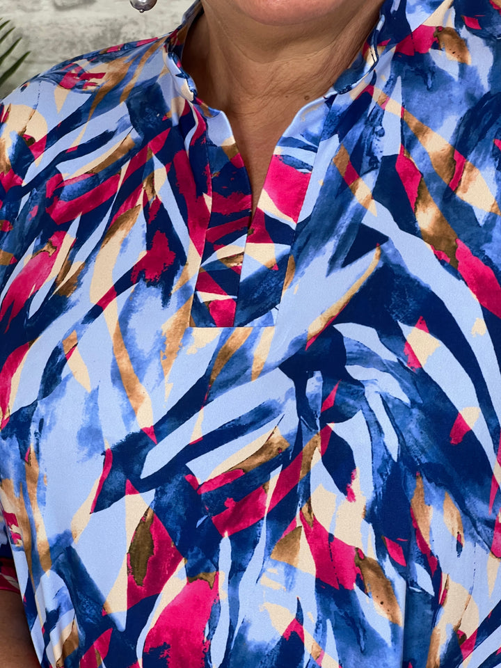 Yew Multicoloured Top With Collar In Red & Blue