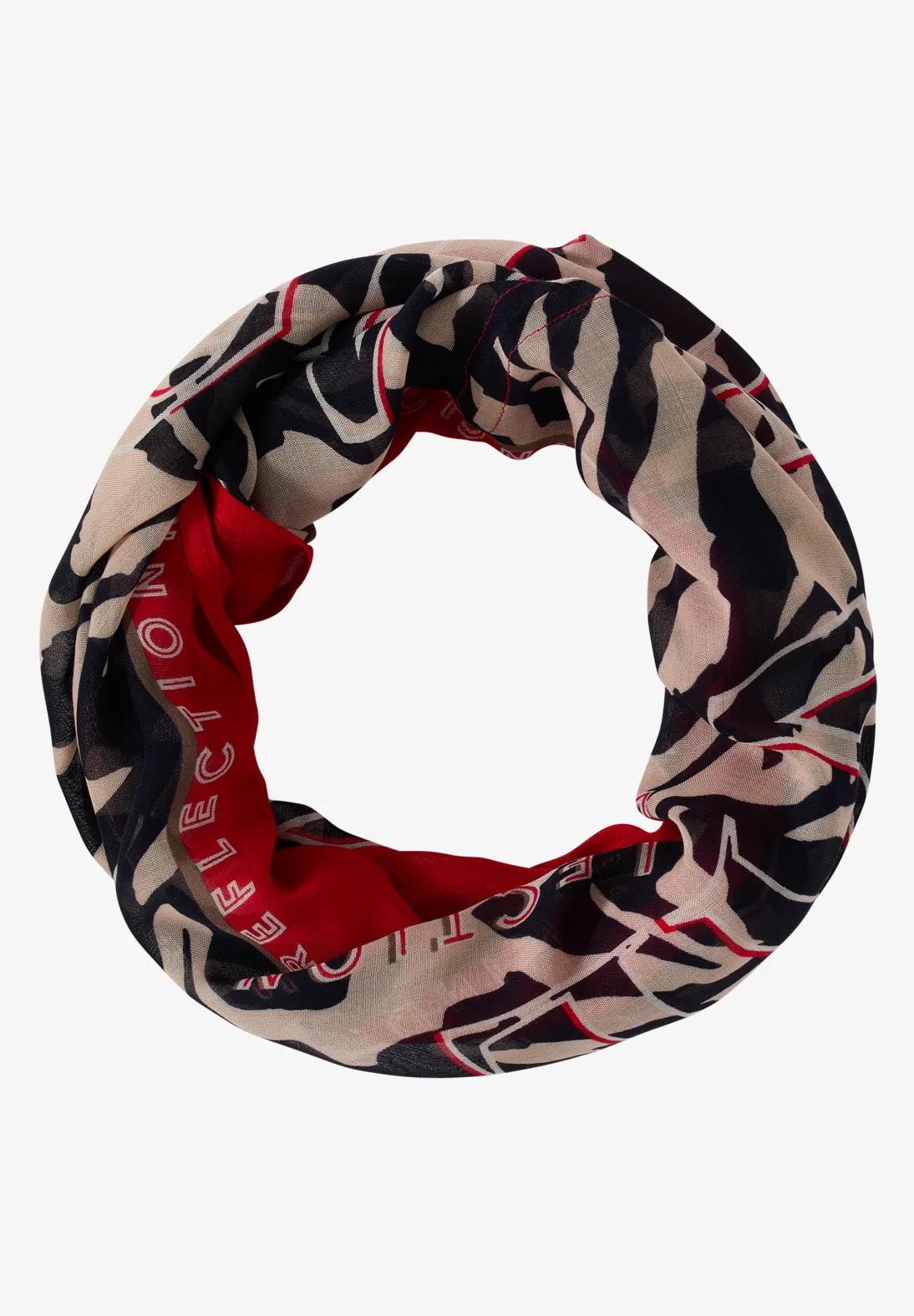 Cecil Print Loop Snood In Fiery Red