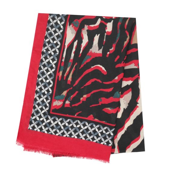 Amelia Zebra Print Scarf In Red