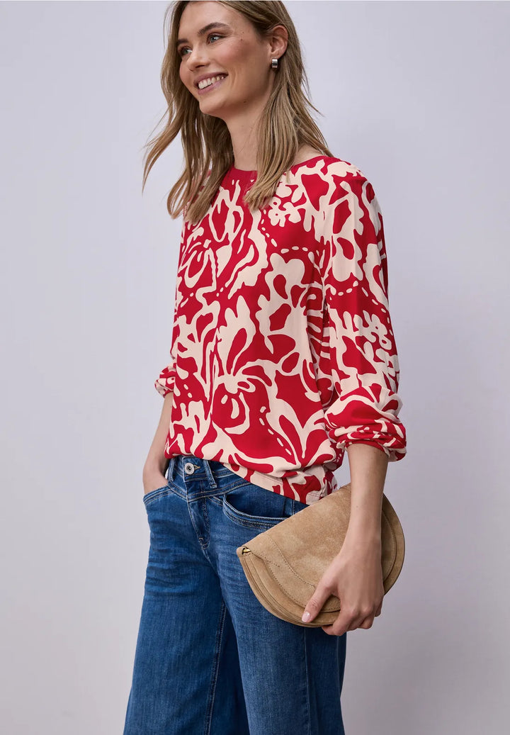 Street One floral blouse In Salsa Red