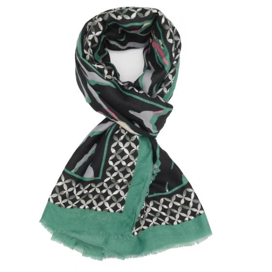 Amelia Zebra Print Scarf In Green