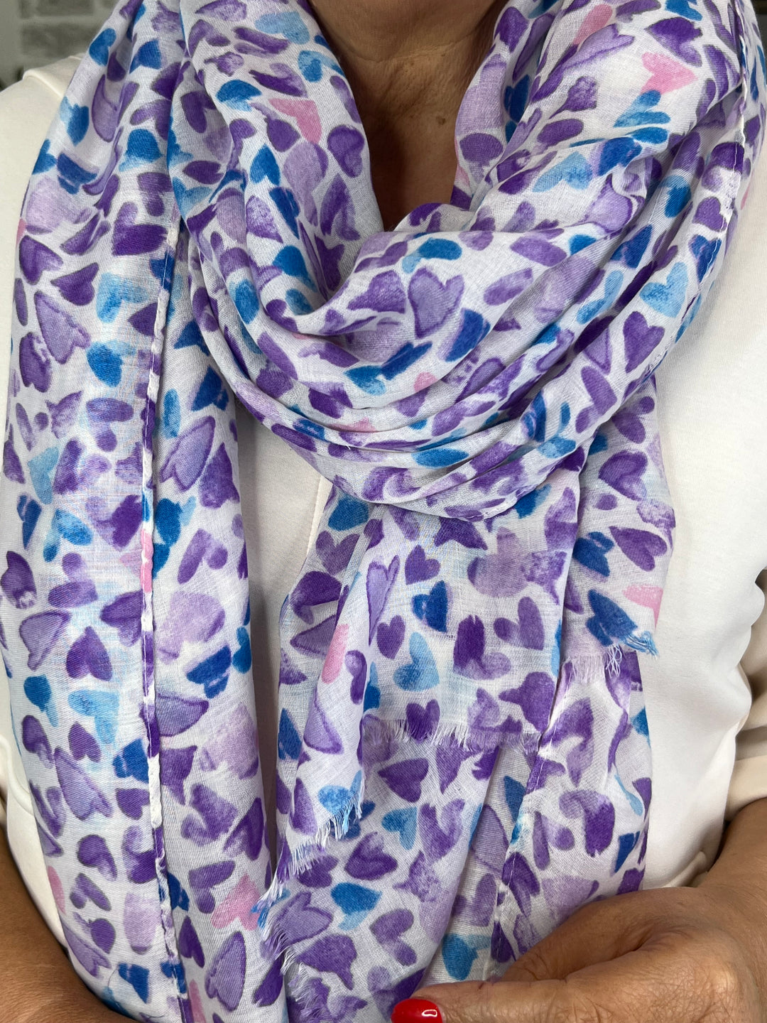 Deck By Decollage Printed Scarf In Purple