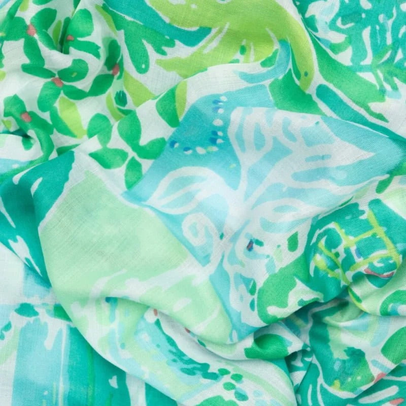 Polly Floral Patterned Scarf In Green