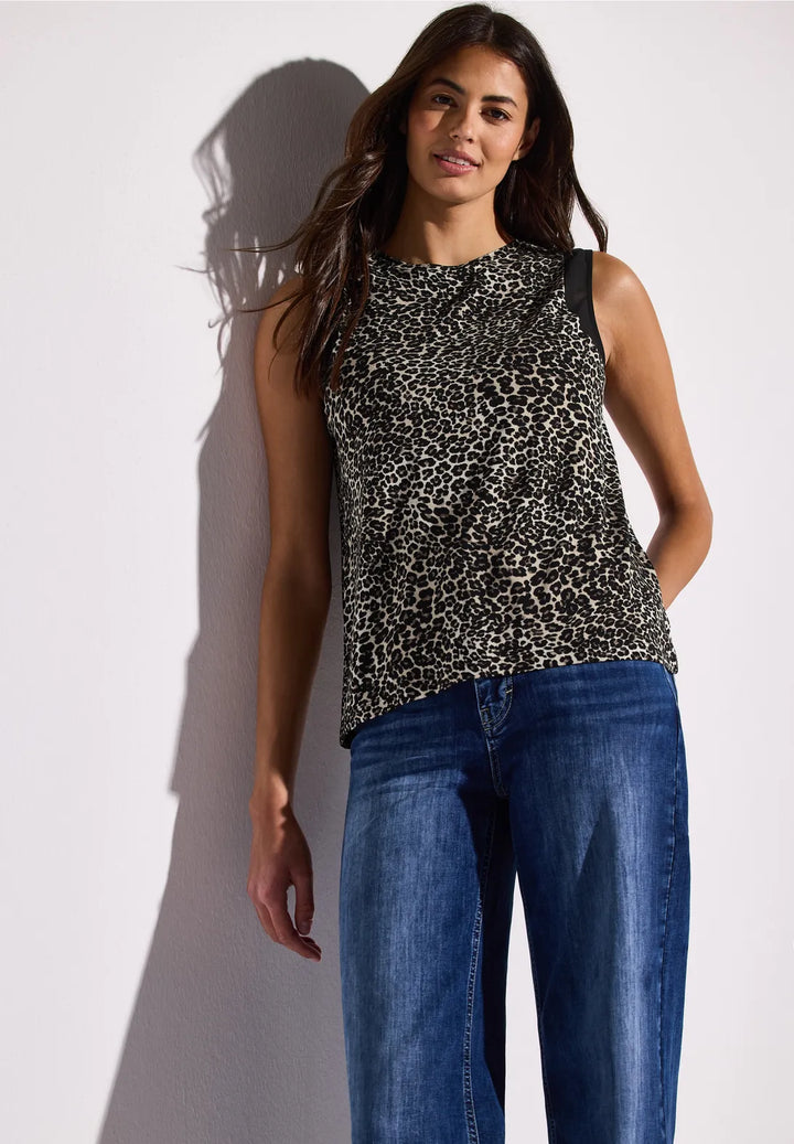 Street One Leopard Top In Black Multi