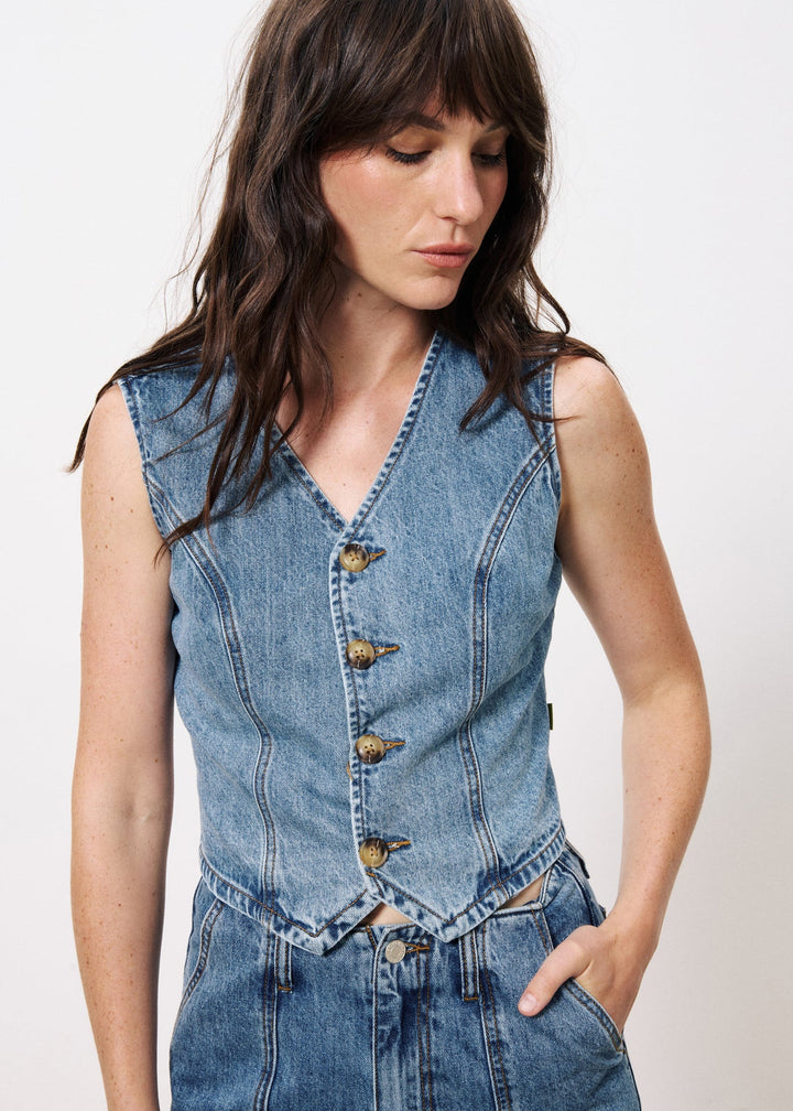 FRNCH Carima Waistcoat In Denim