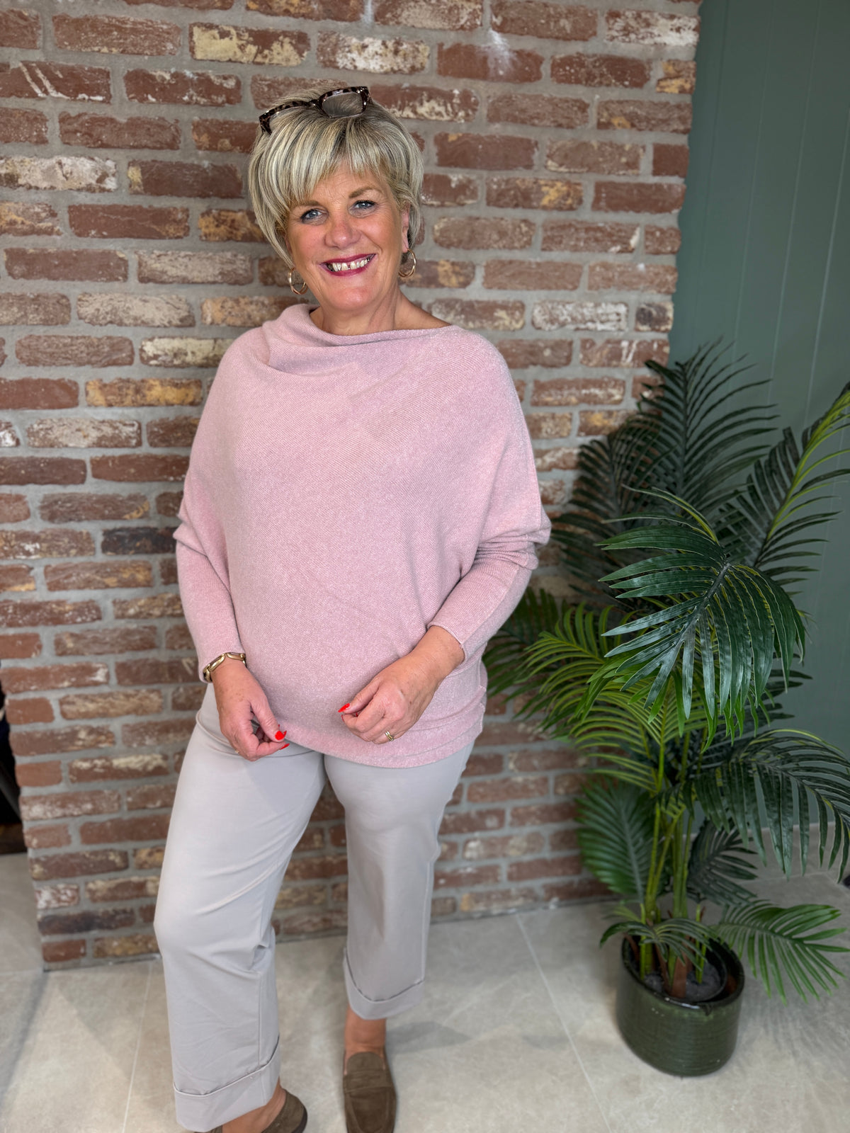 Asymmetric Knit In Antique Rose