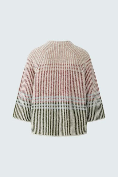 Oui block stripe pullover In White & pink