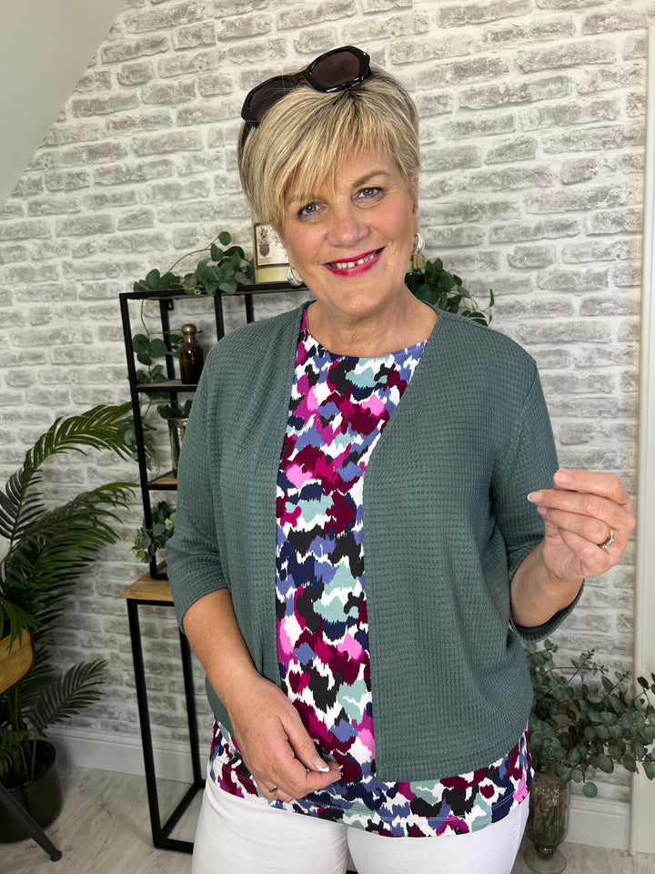 Cecil Ajour Look Cardigan In Khaki