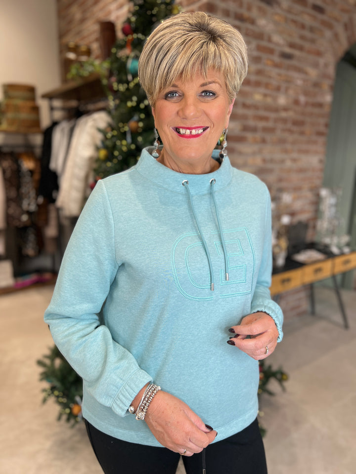 Cecil Funnel Sweatshirt In Foam Blue Melange