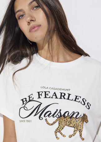 T-shirt with front graphic maison in white