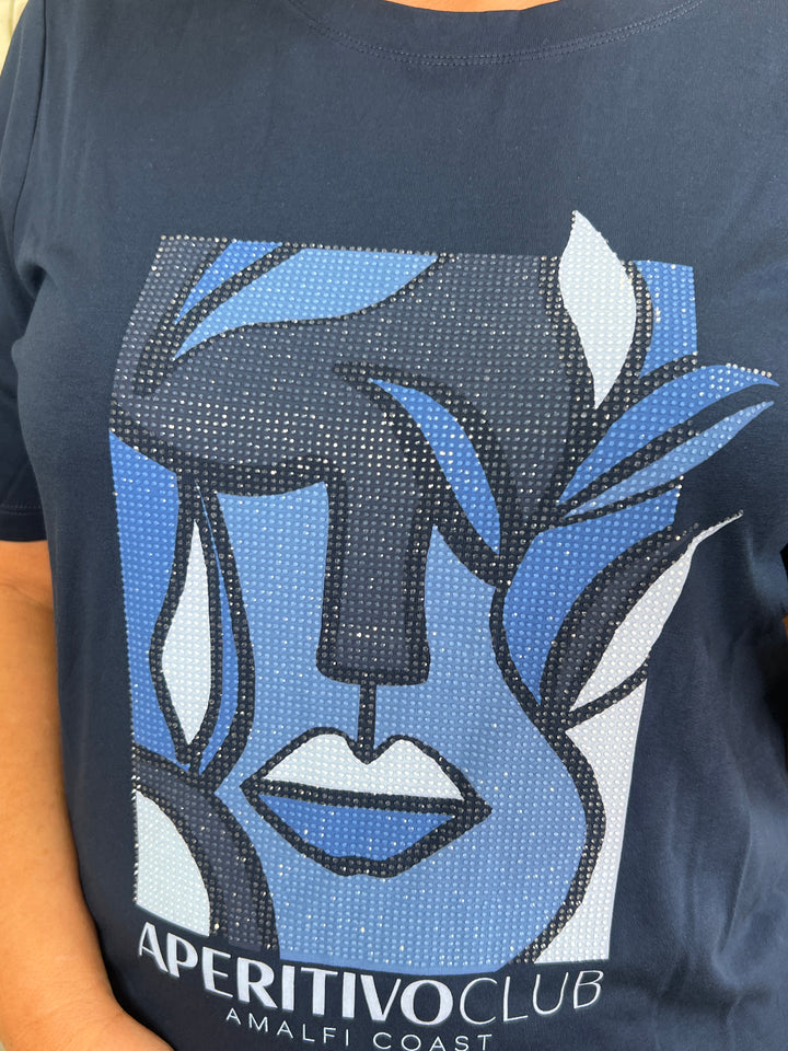 Cecil Hotfix Print T-shirt In Urban Navy