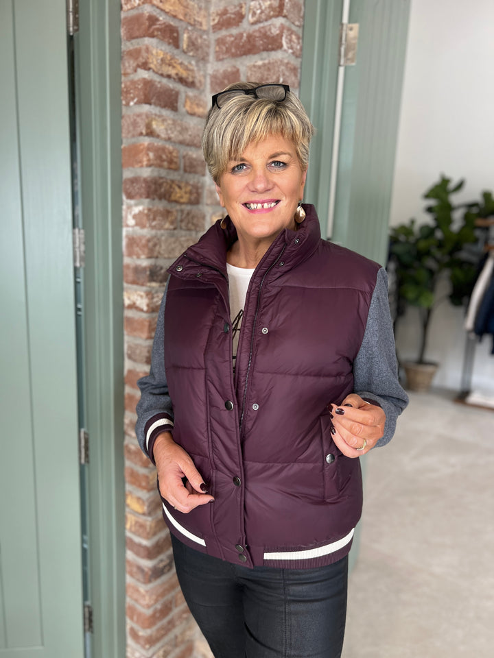 Milano Italy Padded Mix Jacket In Vino