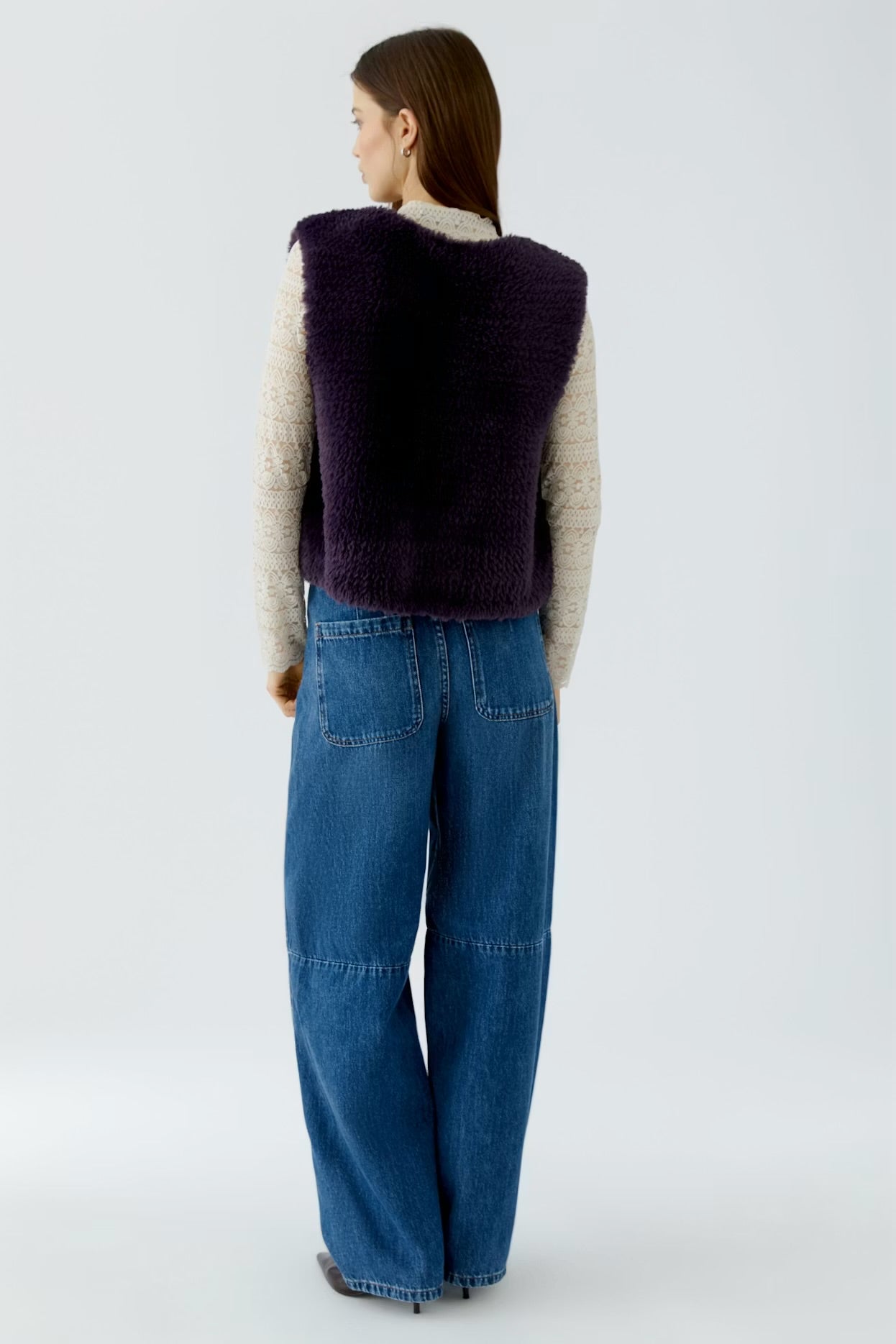Oui Knitted Waistcoat In Mysterioso