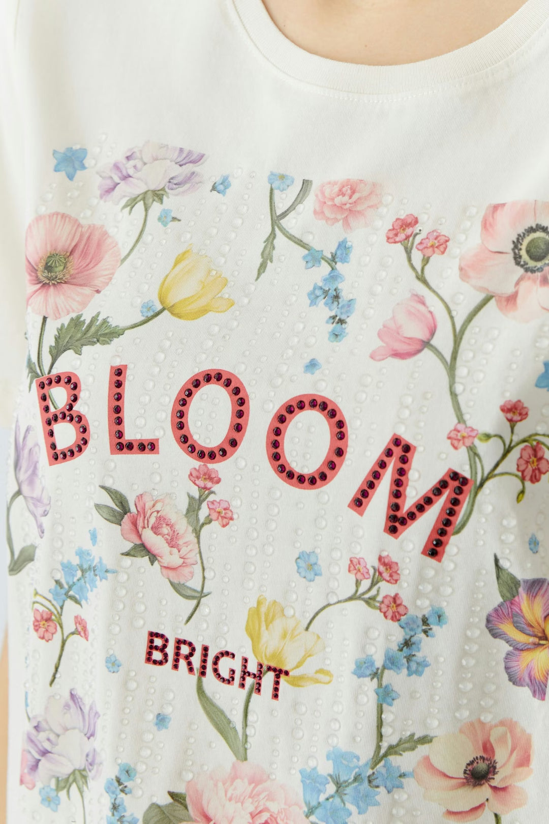 Oui Bloom T-shirt In Gardenia