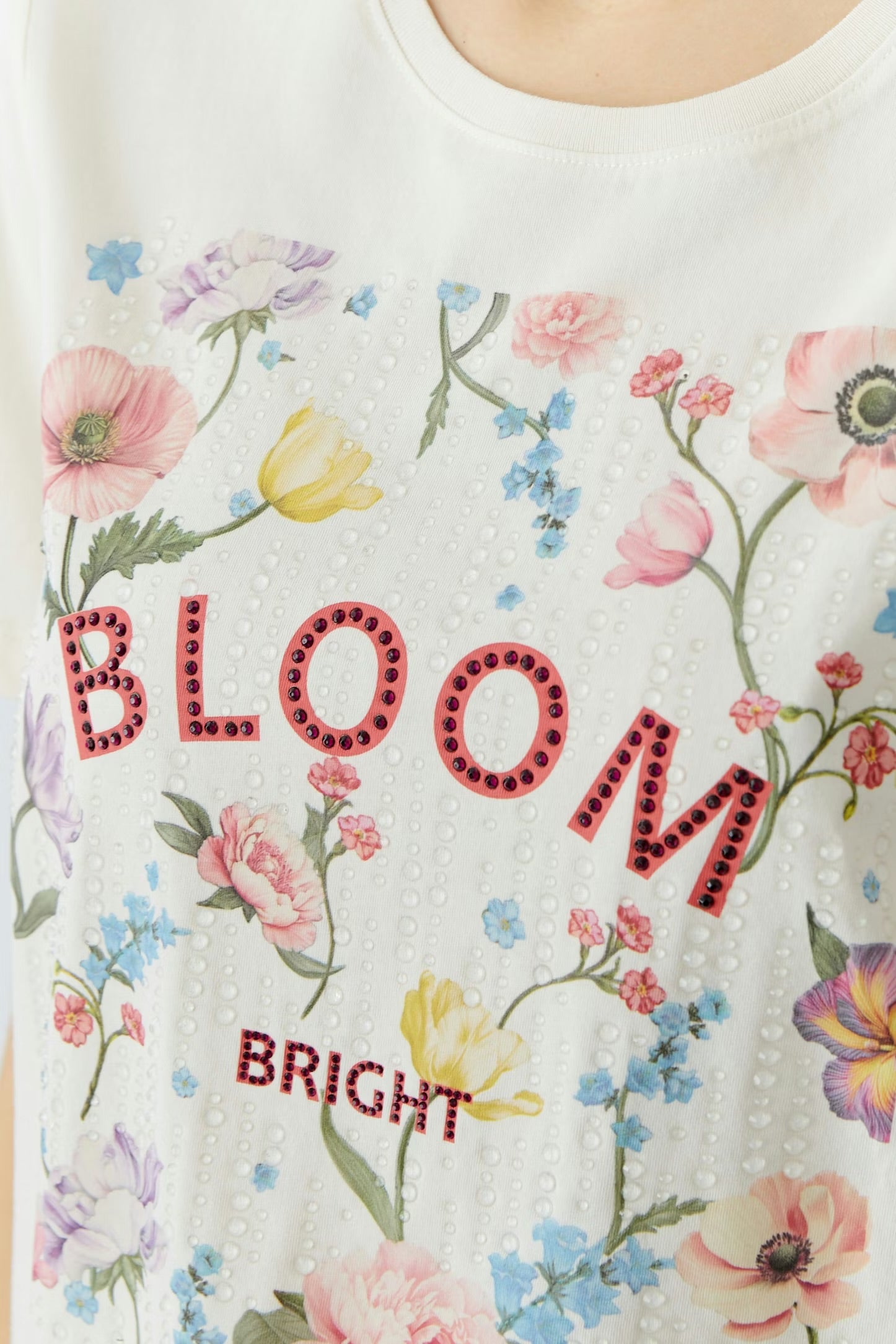 Oui Bloom T-shirt In Gardenia