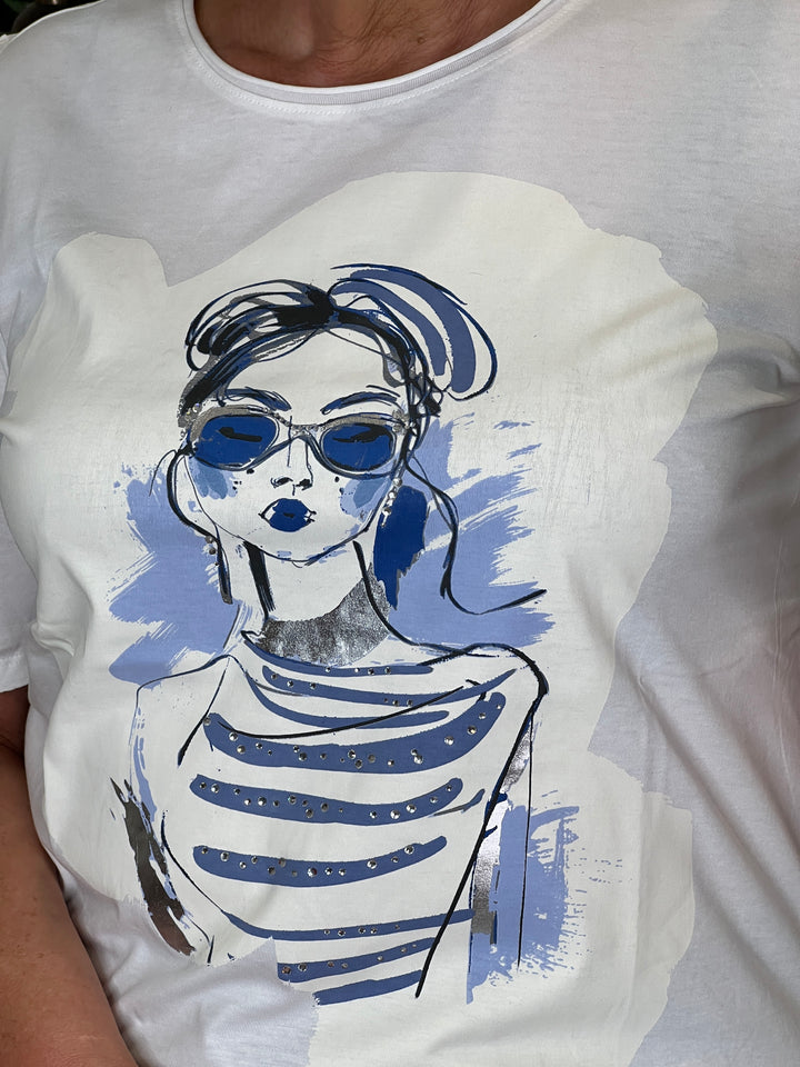 Oui Motif Design t-shirt In Optic White