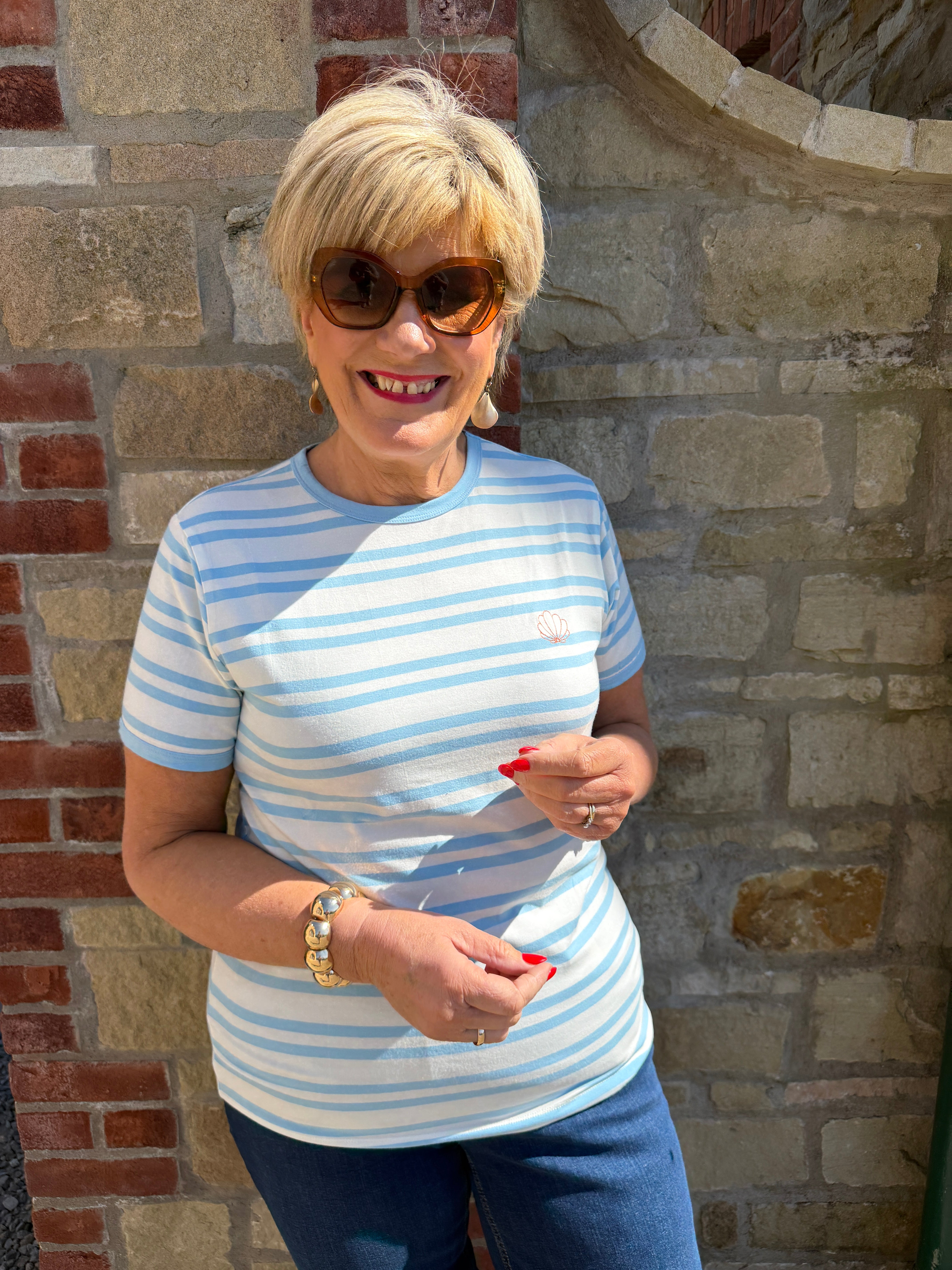 Saint Tropez striped t-shirt in cerulean blue