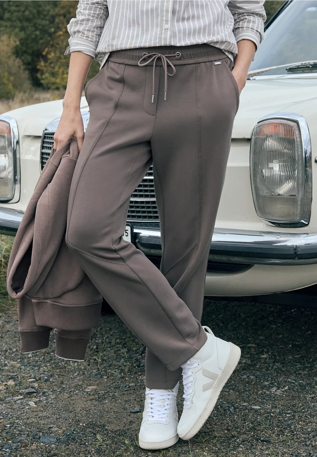 Cecil Tracey Silk Trousers In Urban Taupe