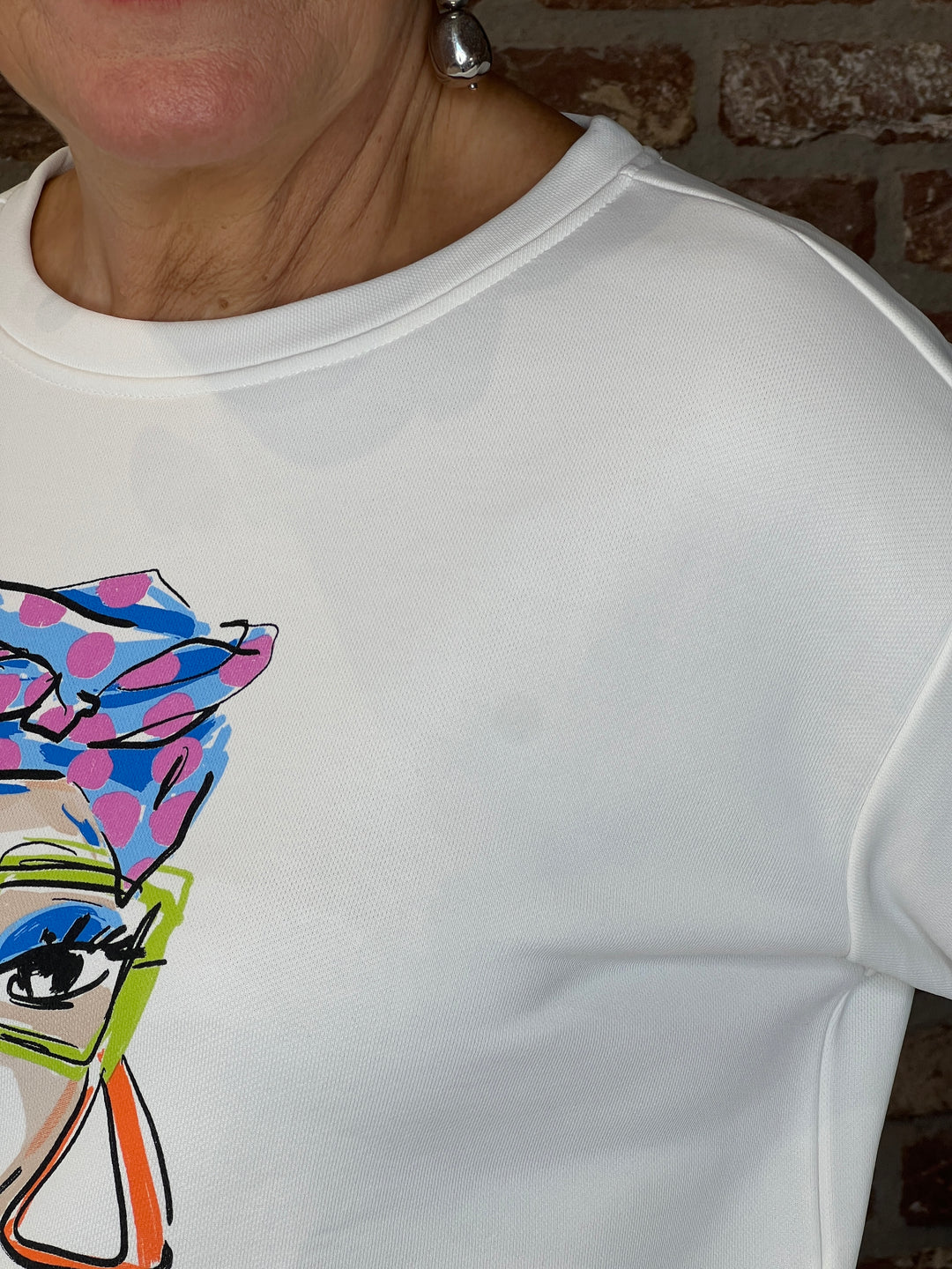 Milano Italy Lady Print Sweatshirt In Off White