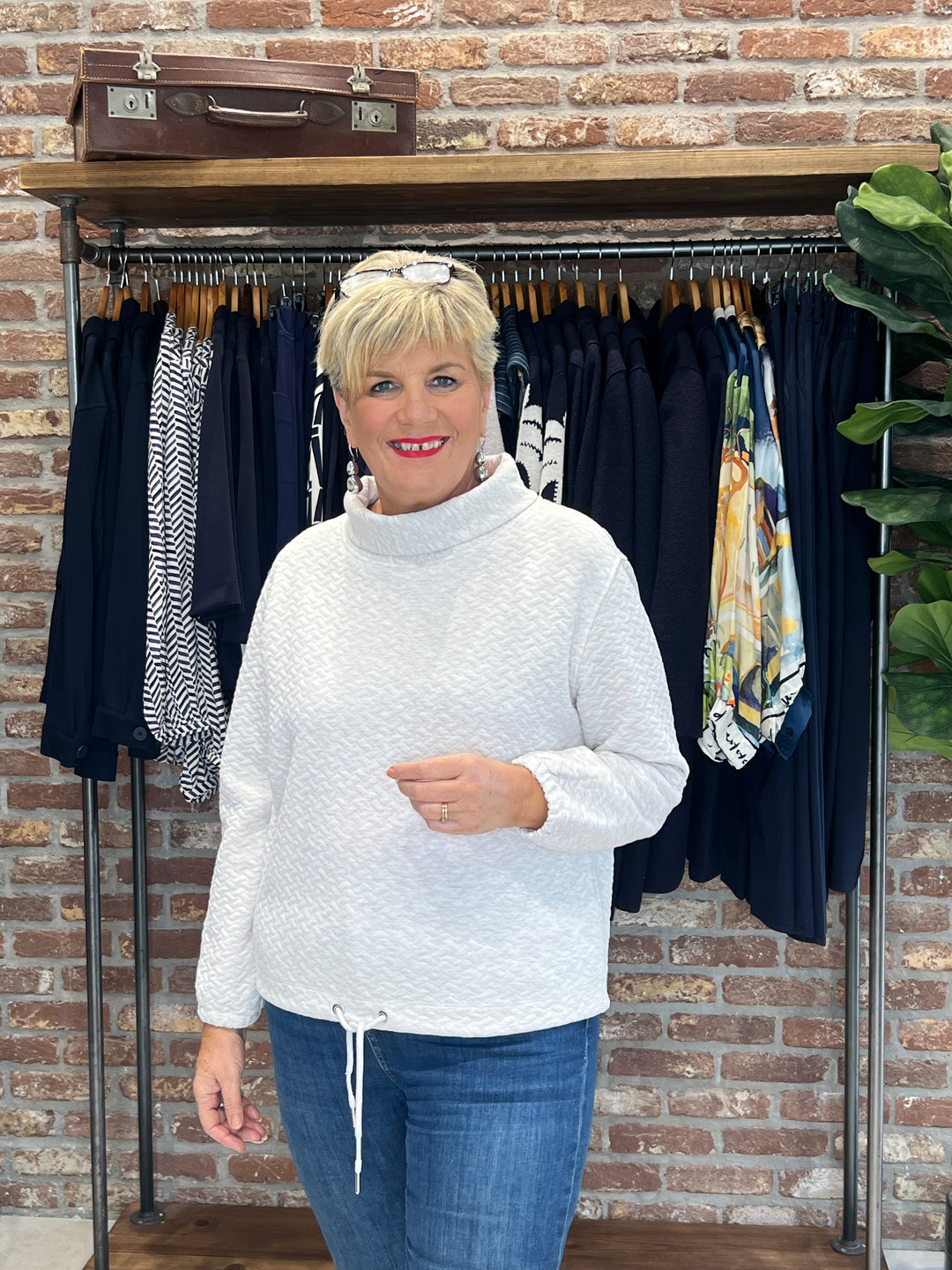 More & More Collar Sweatshirt In Cream Melange